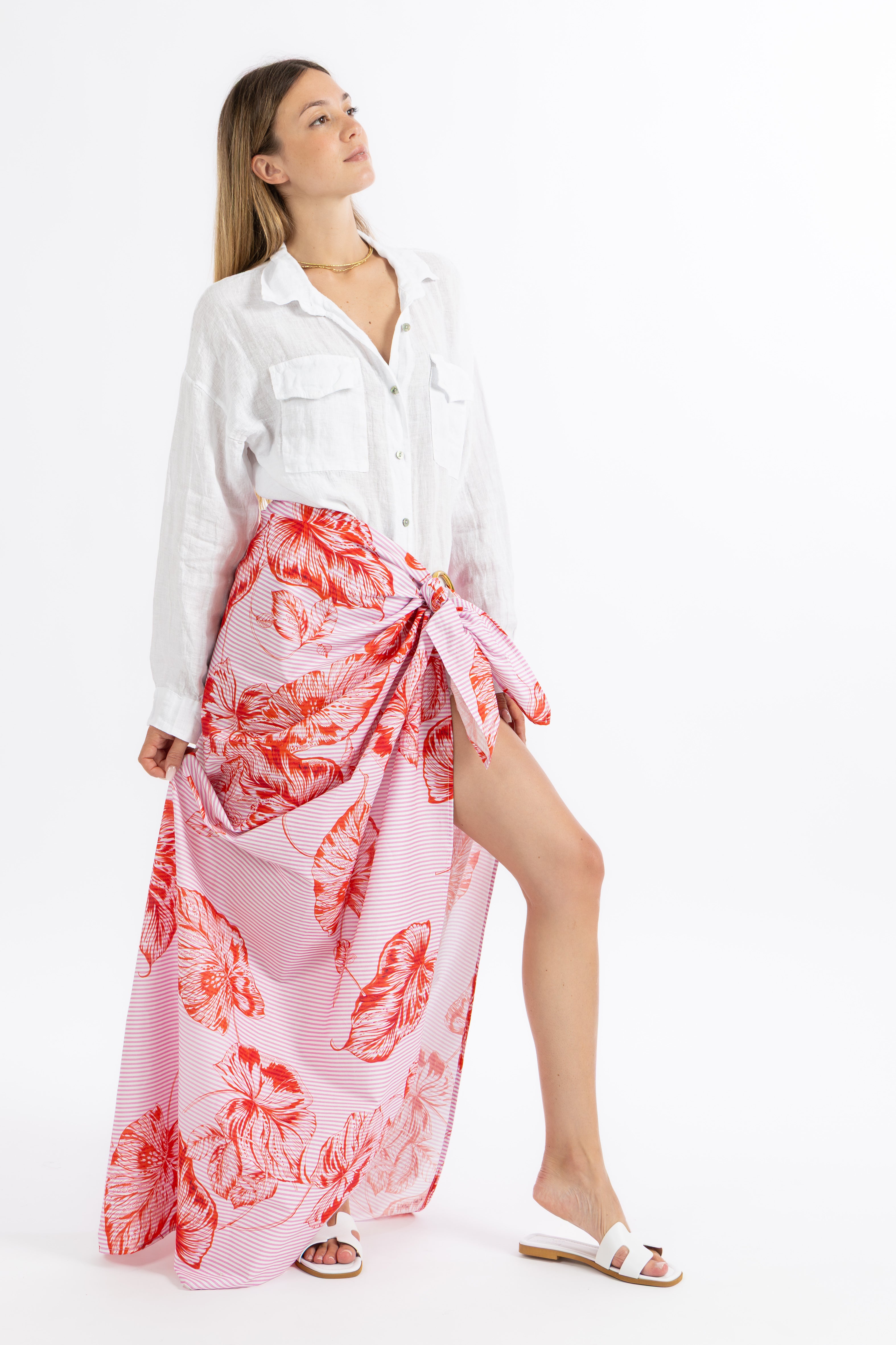 Pareo righe fucsia