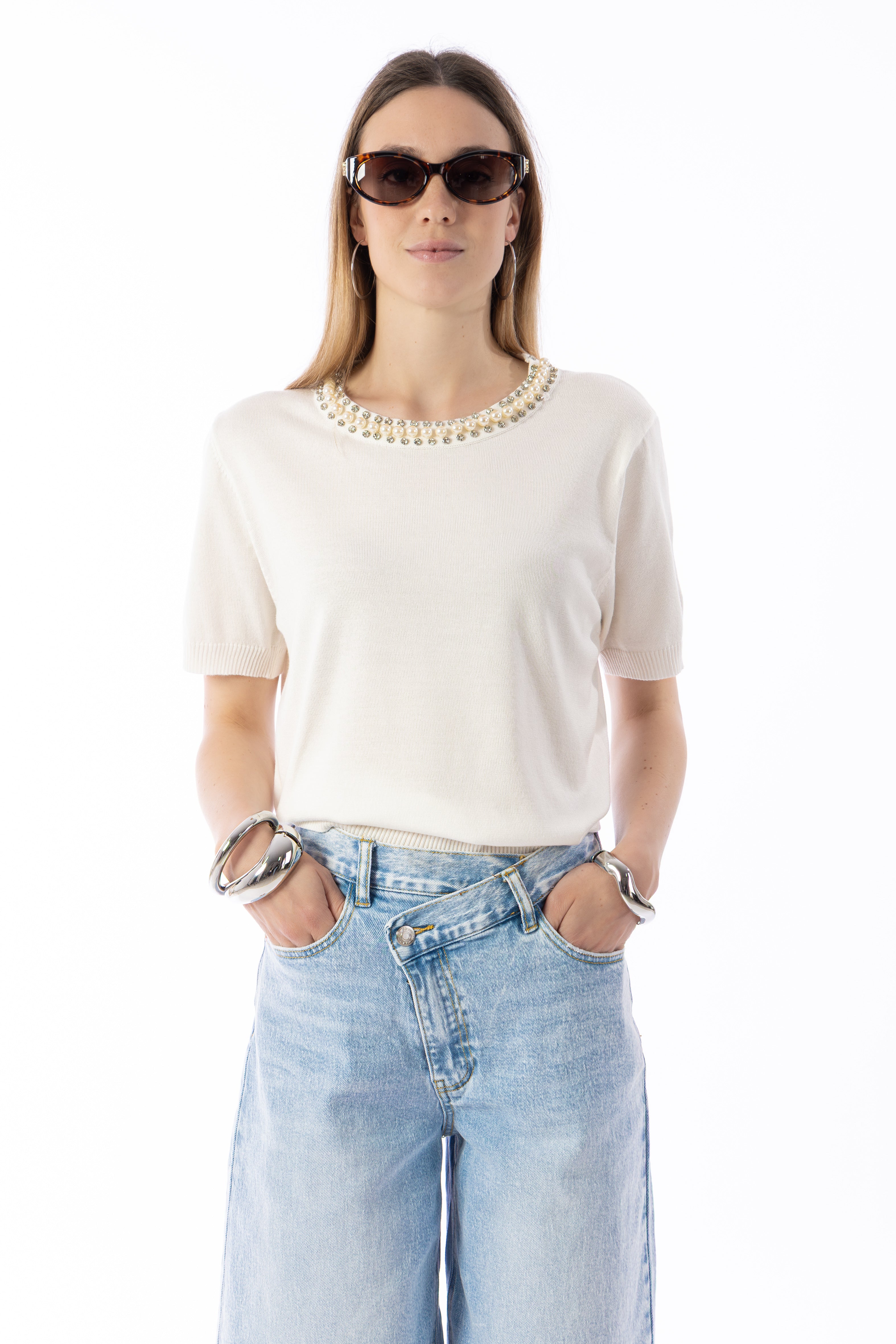 Maglia in filo con strass