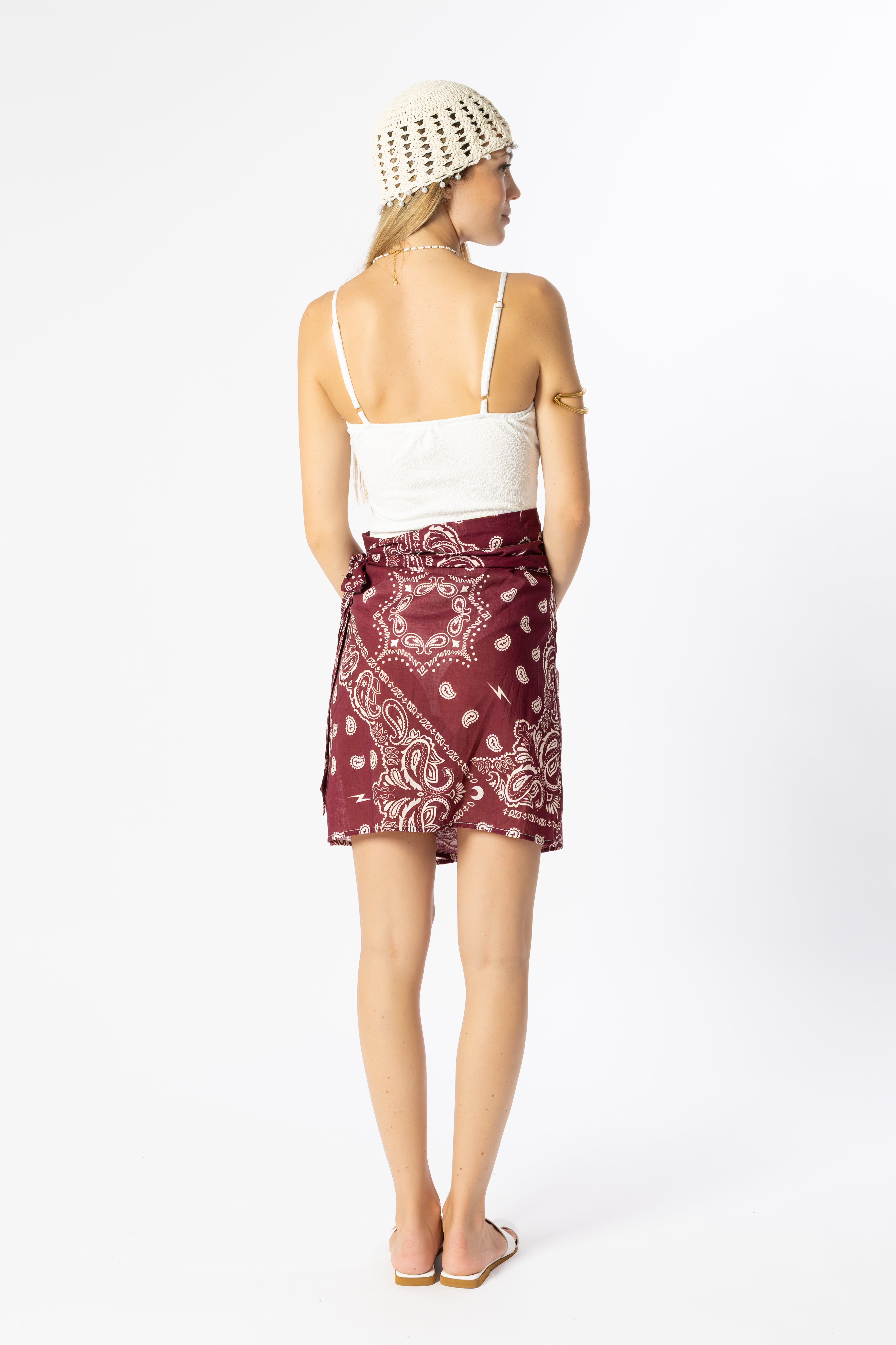 Minigonna pareo bandana bordeaux