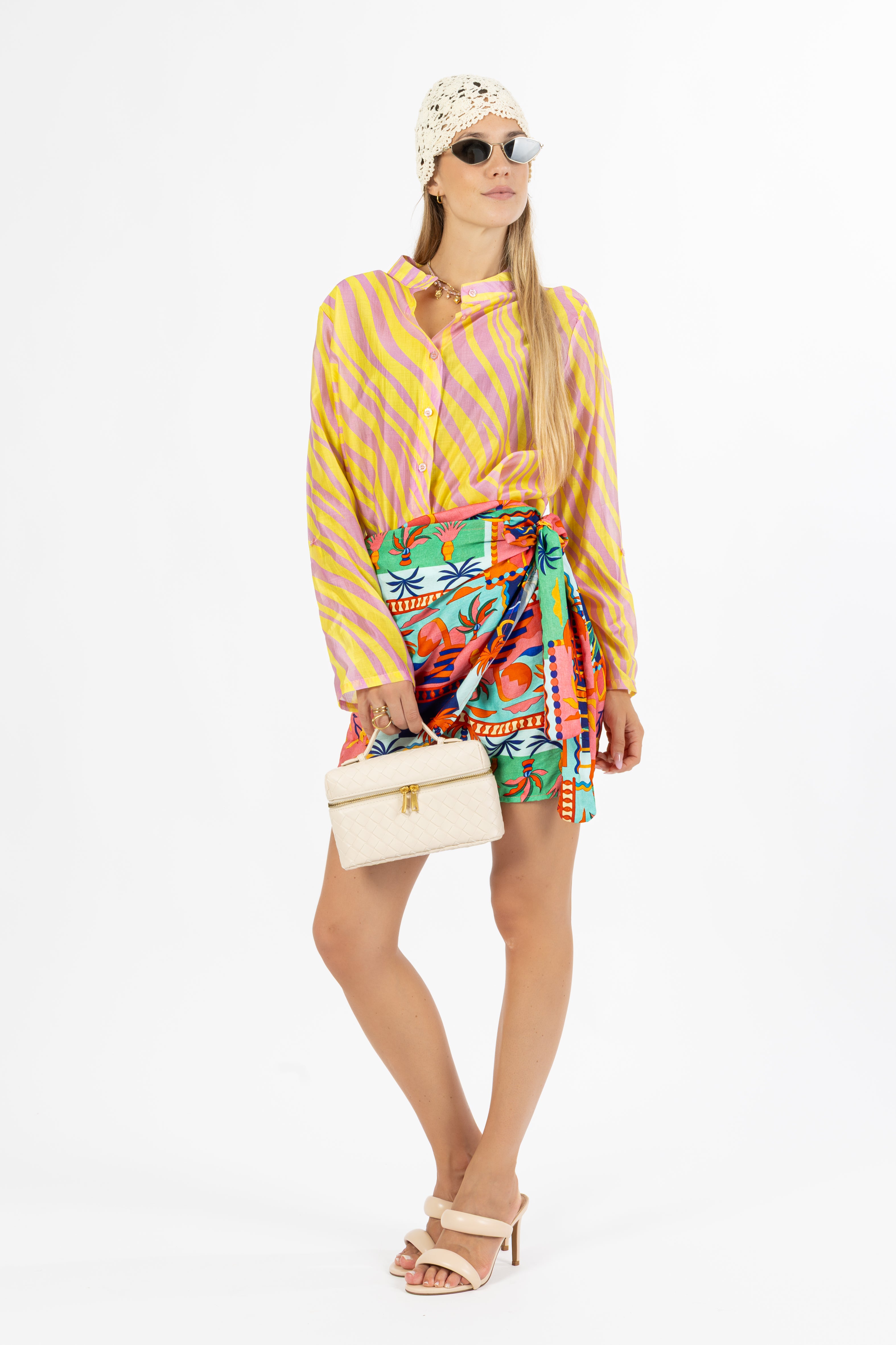 Camicia righe giallo e rosa