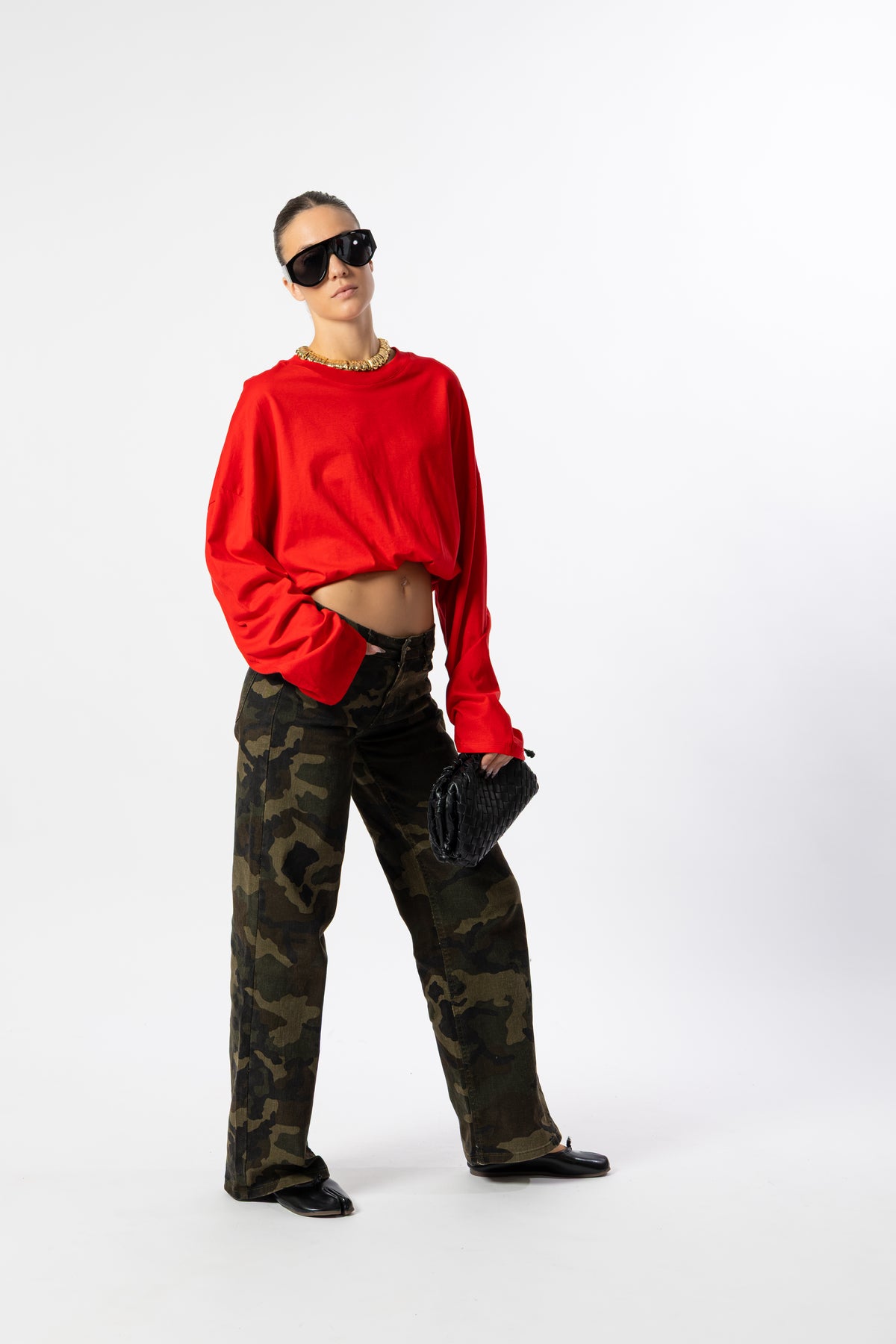 Jeans wide leg camouflage