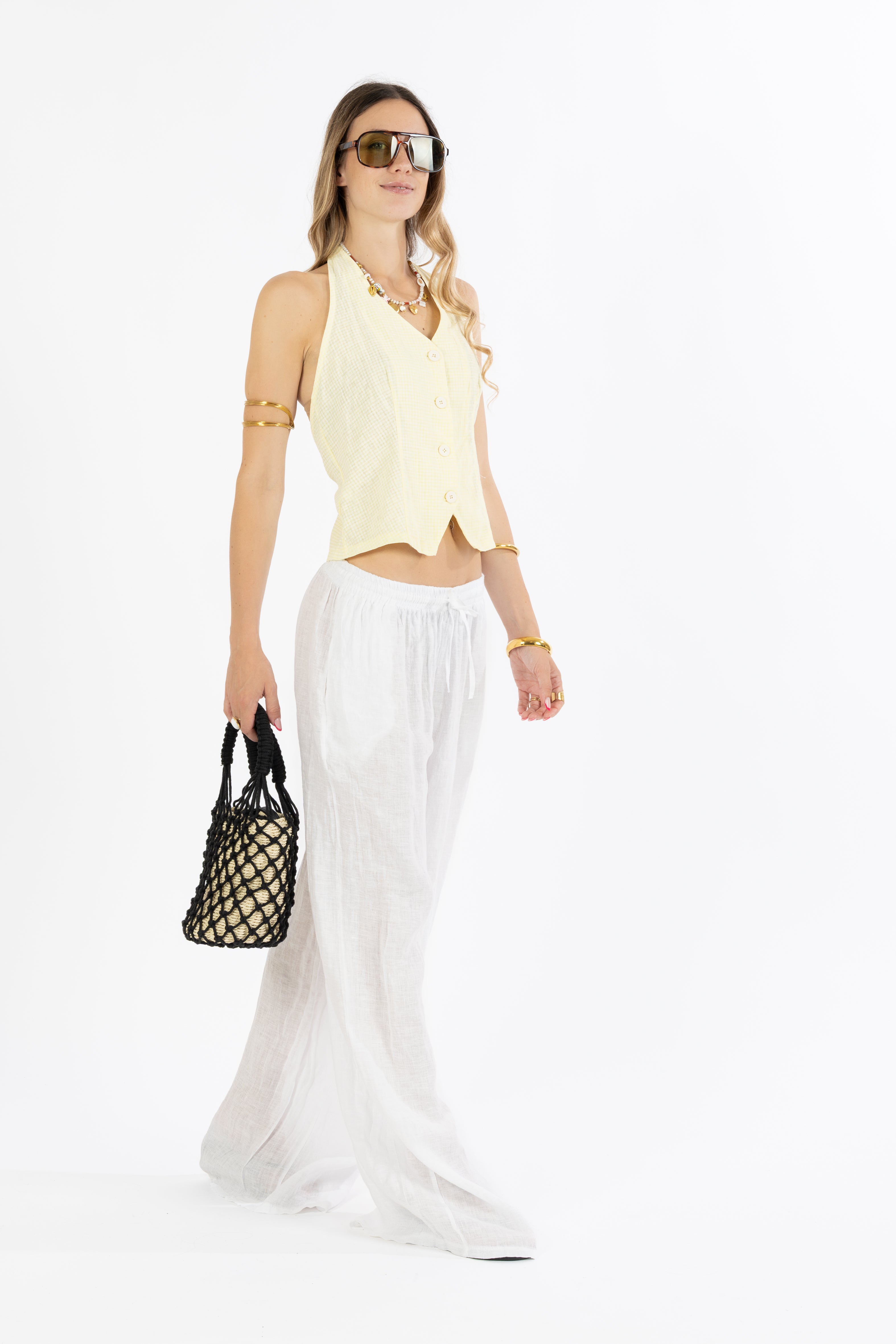 Top vichy giallo