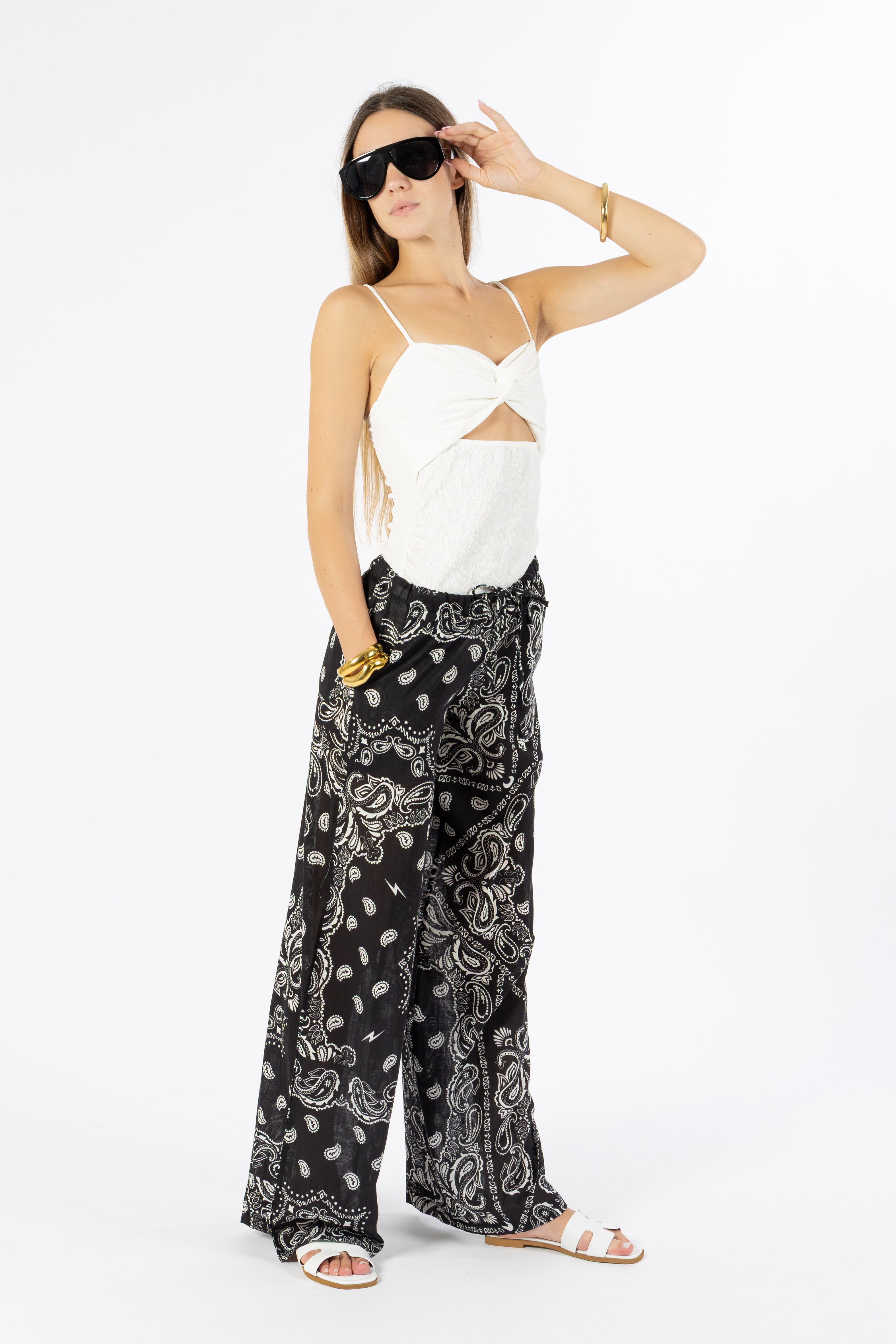 Pantalone bandana nero