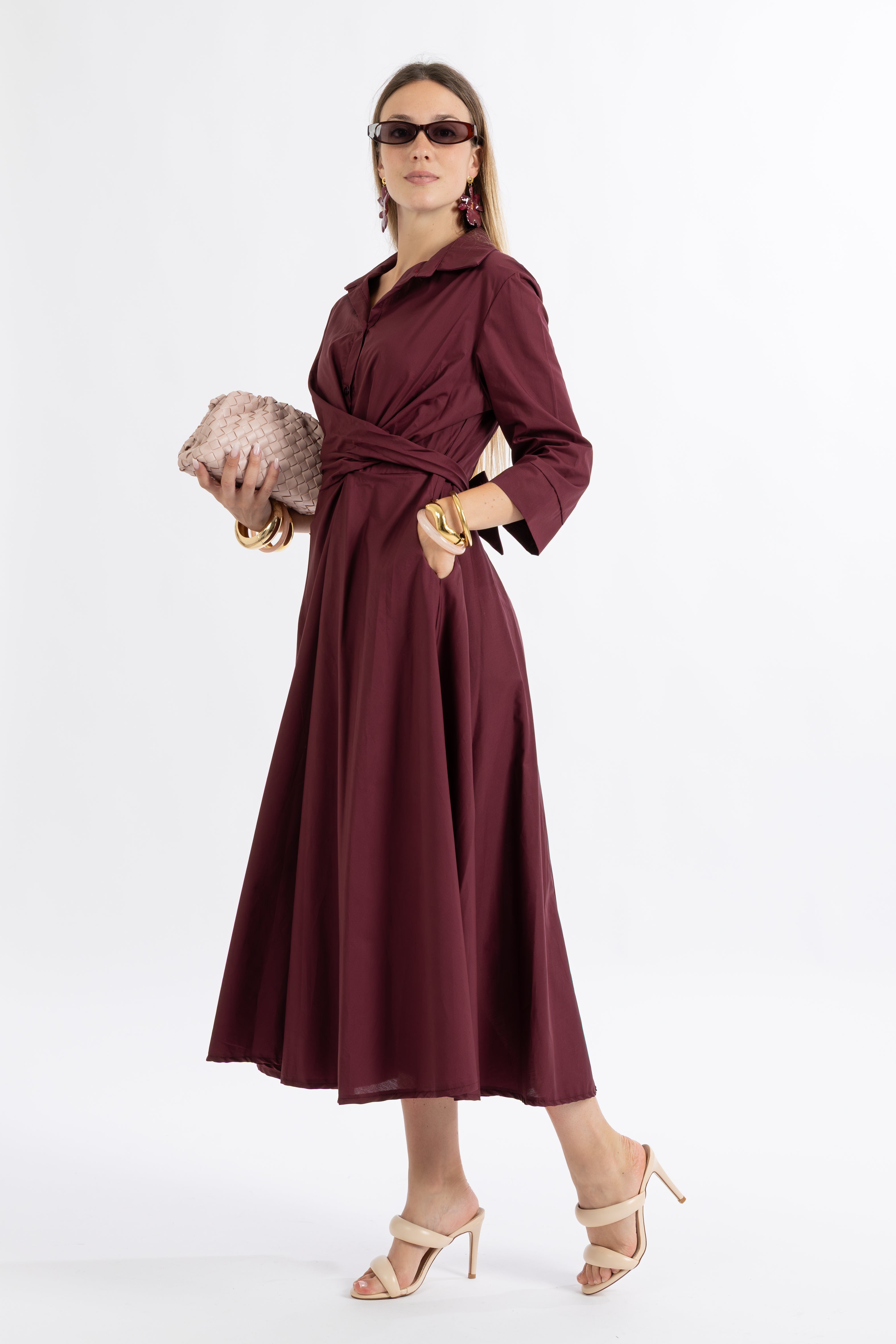 Abito popeline bordeaux