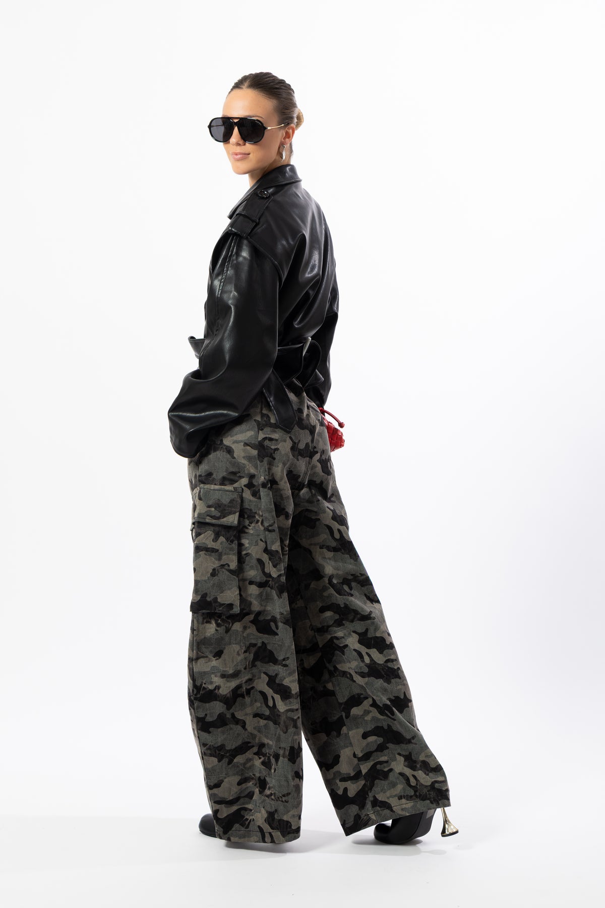 Jeans camouflage nero
