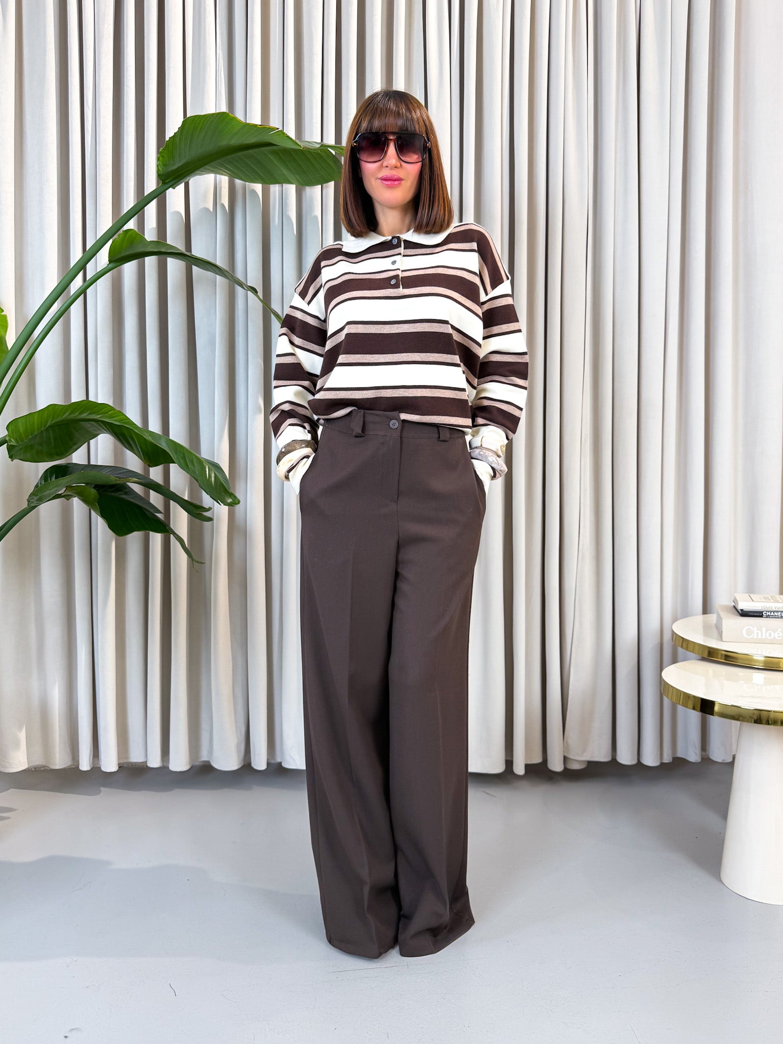 Pantalone a palazzo marrone