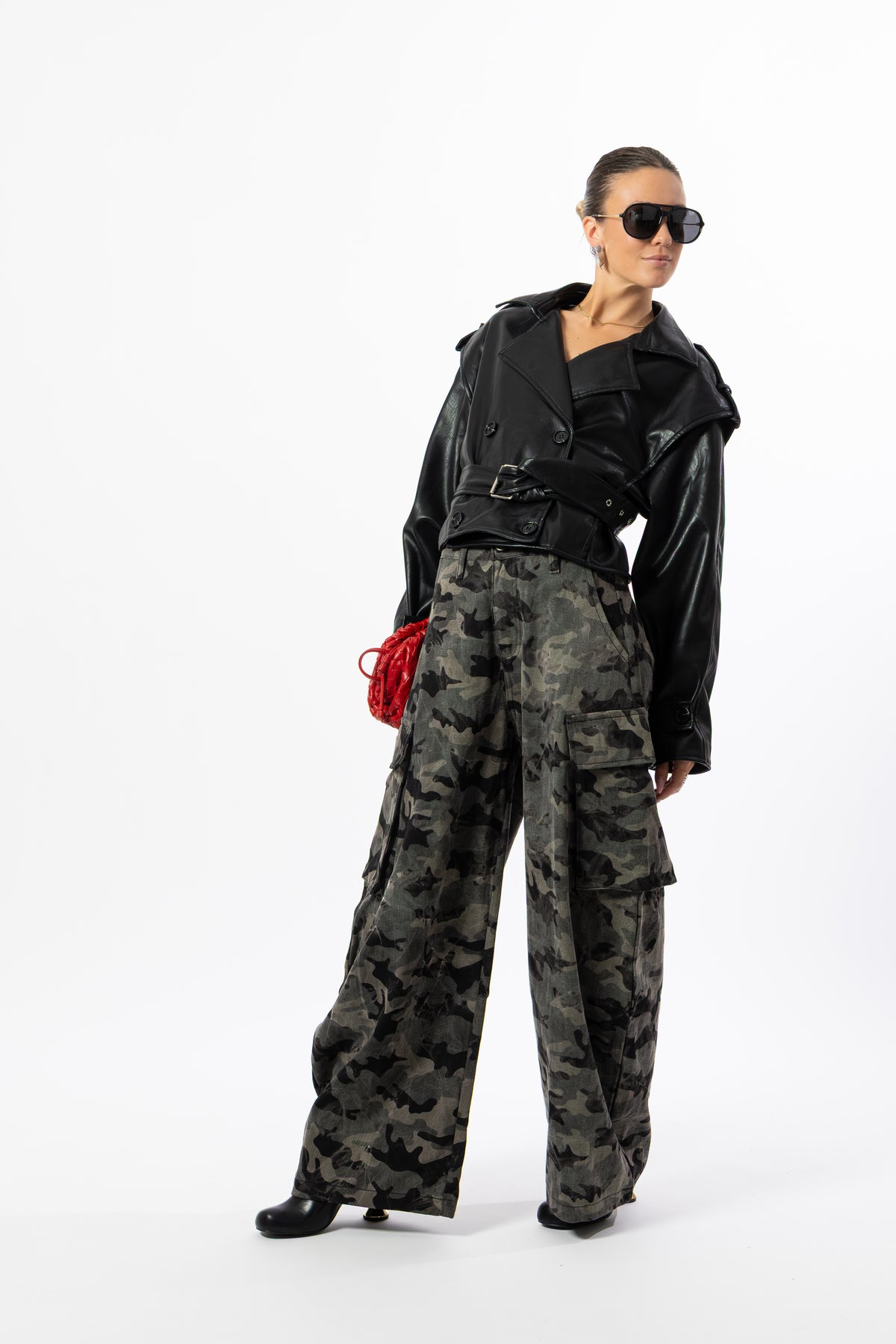 Jeans camouflage nero