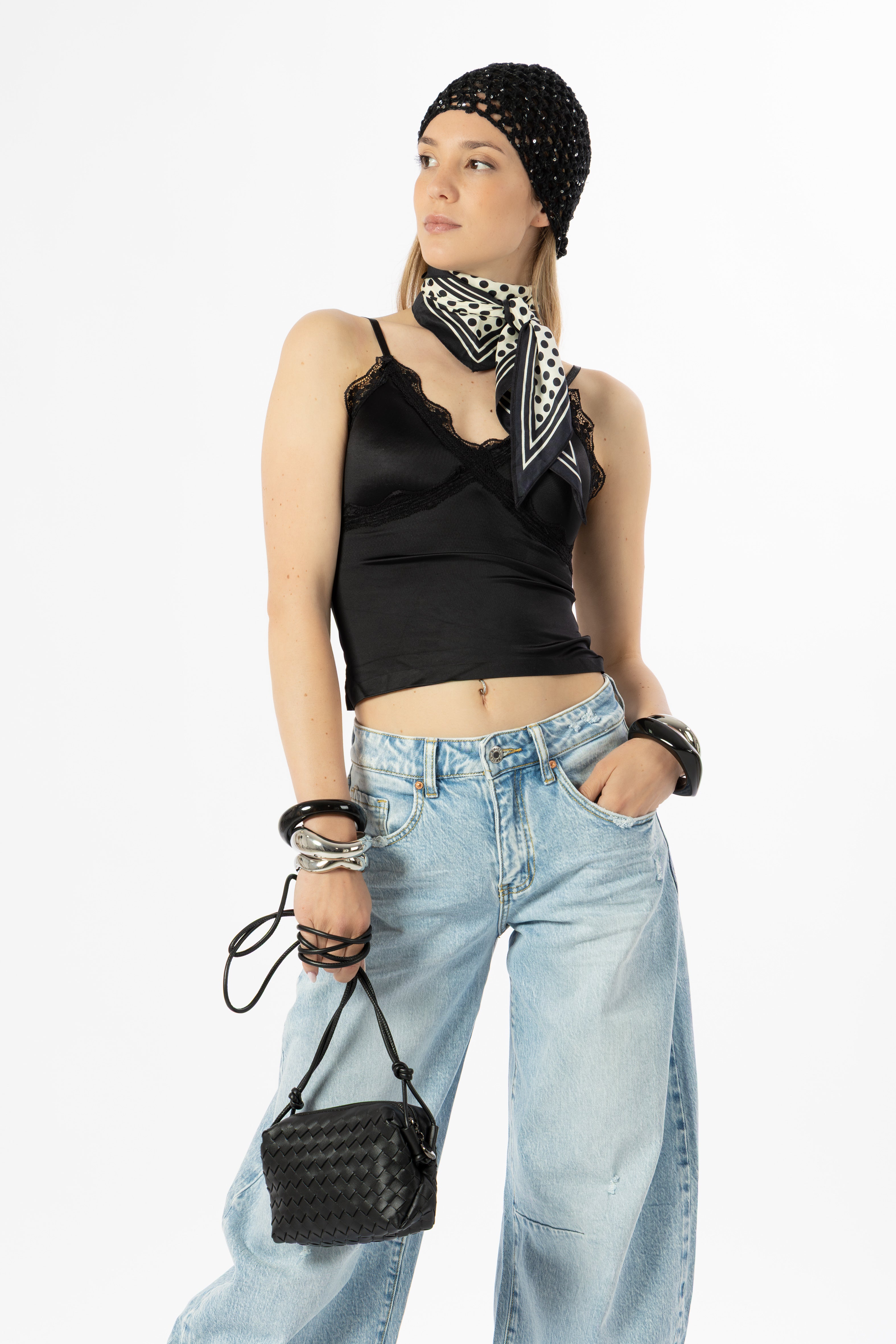 Top crop raso nero