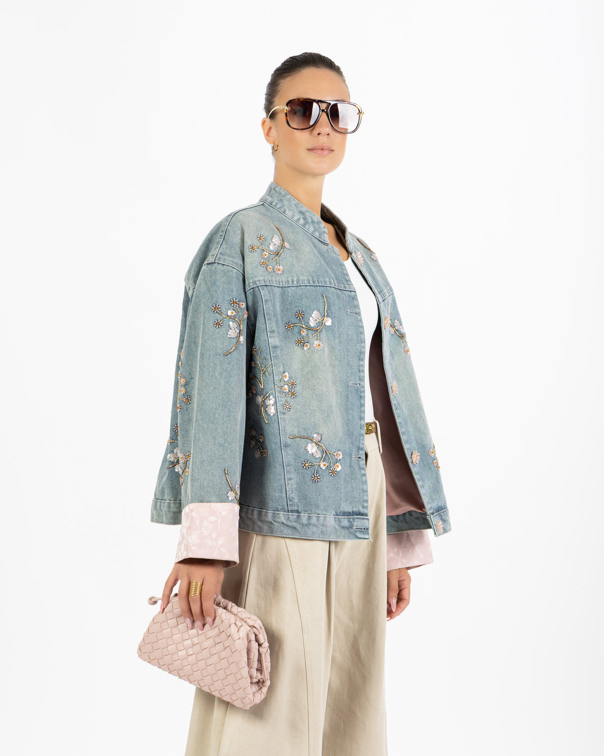 Giacca denim Giada con strass