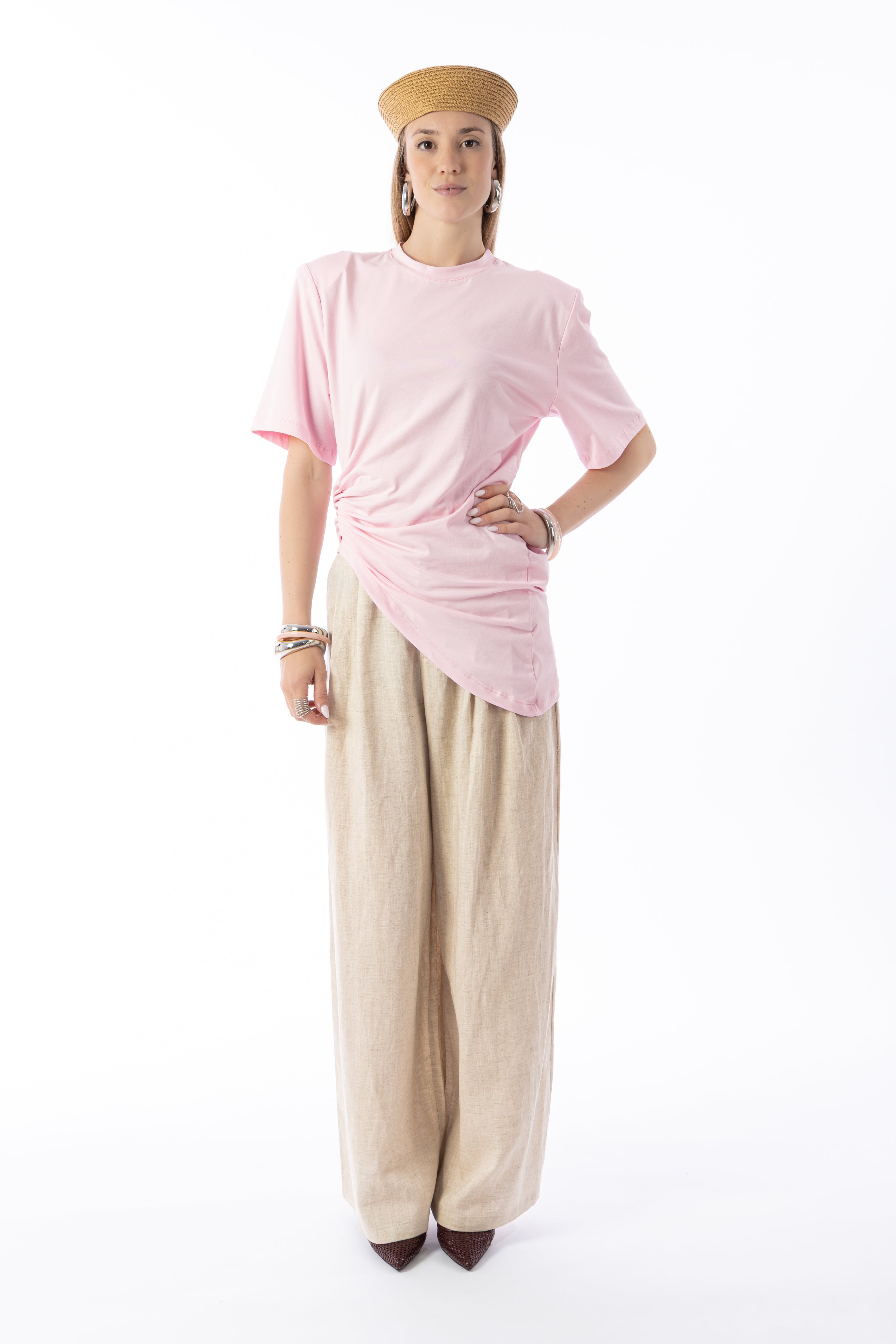 T-shirt asimmetrica rosa