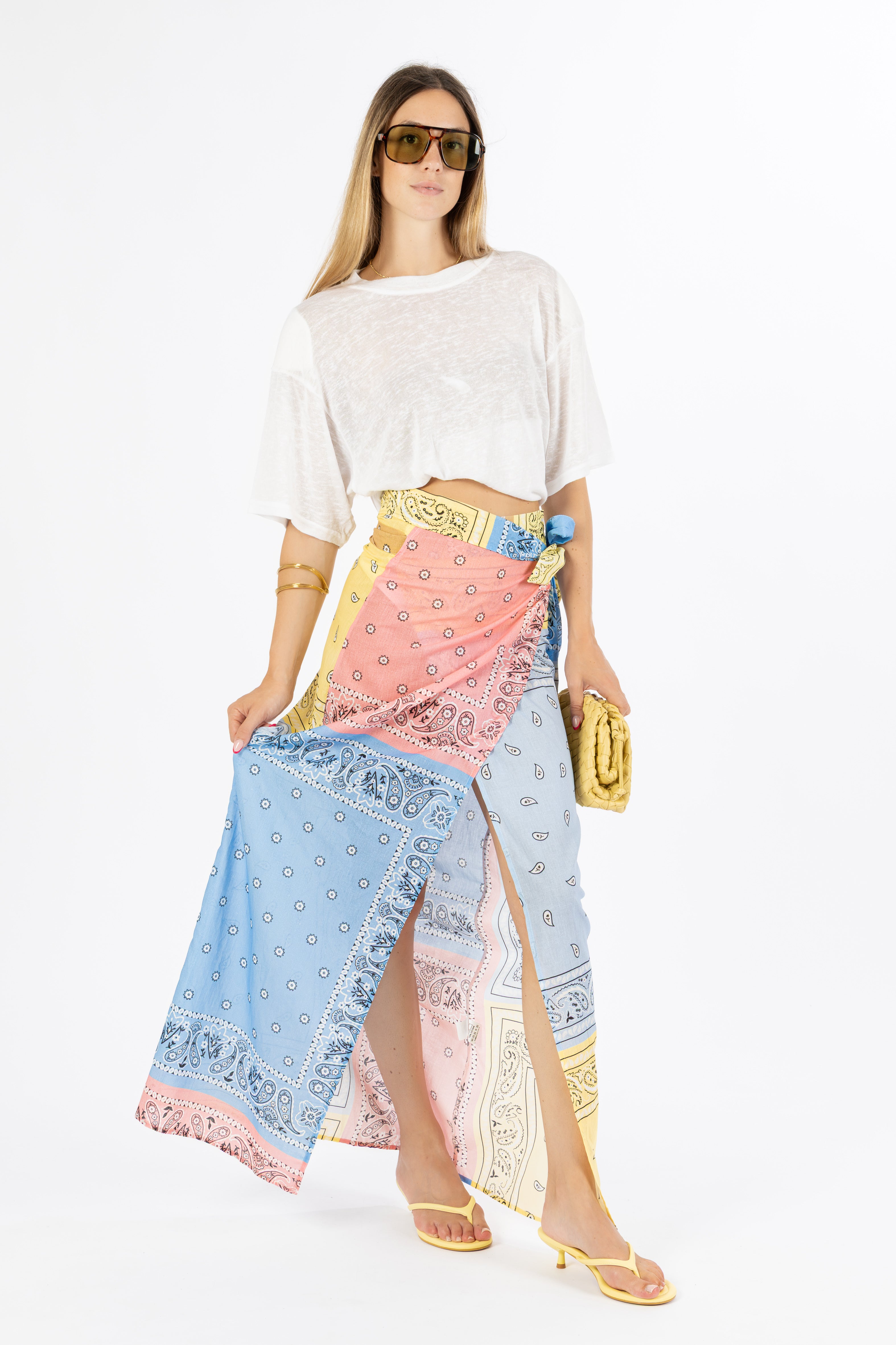 Pareo bandana azzurro/rosa