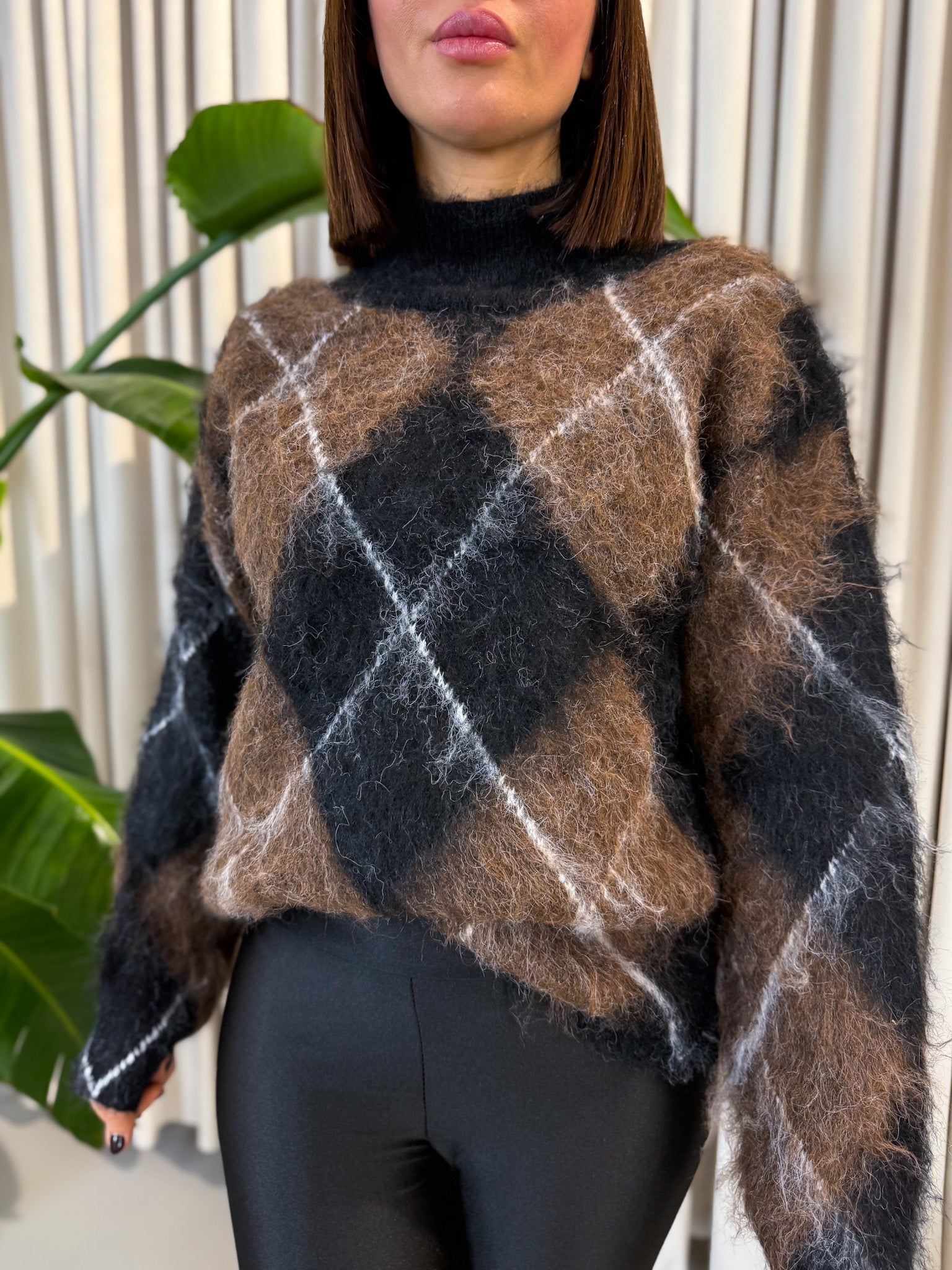 Maglione quadri nero