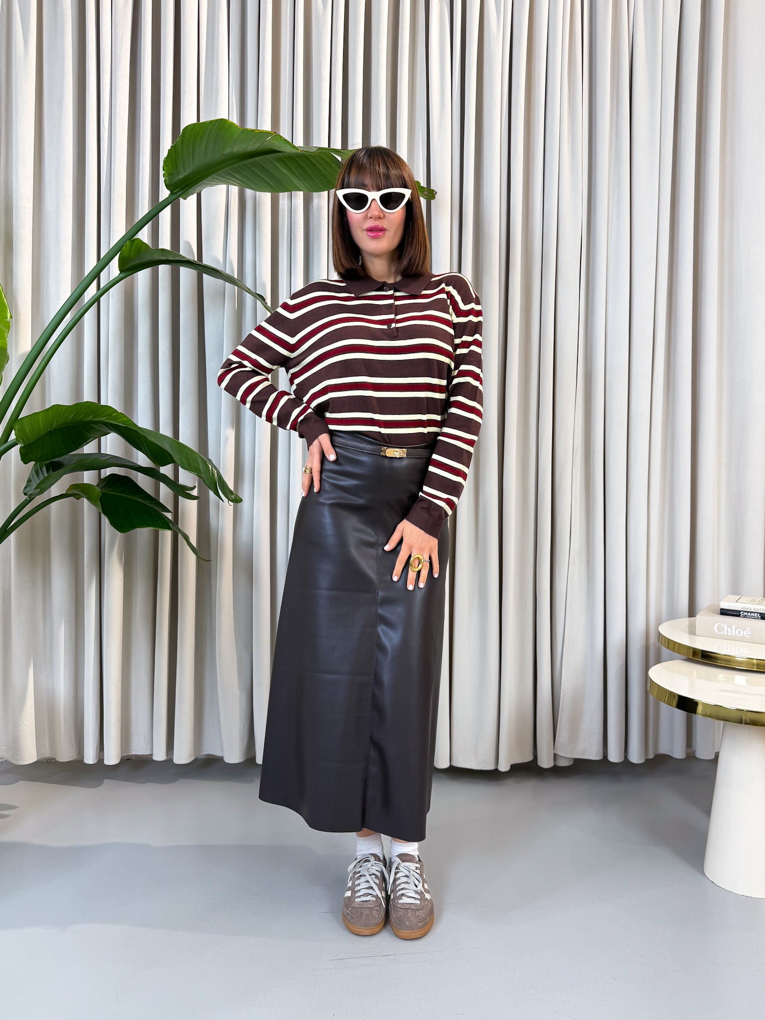 Gonna simil pelle marrone