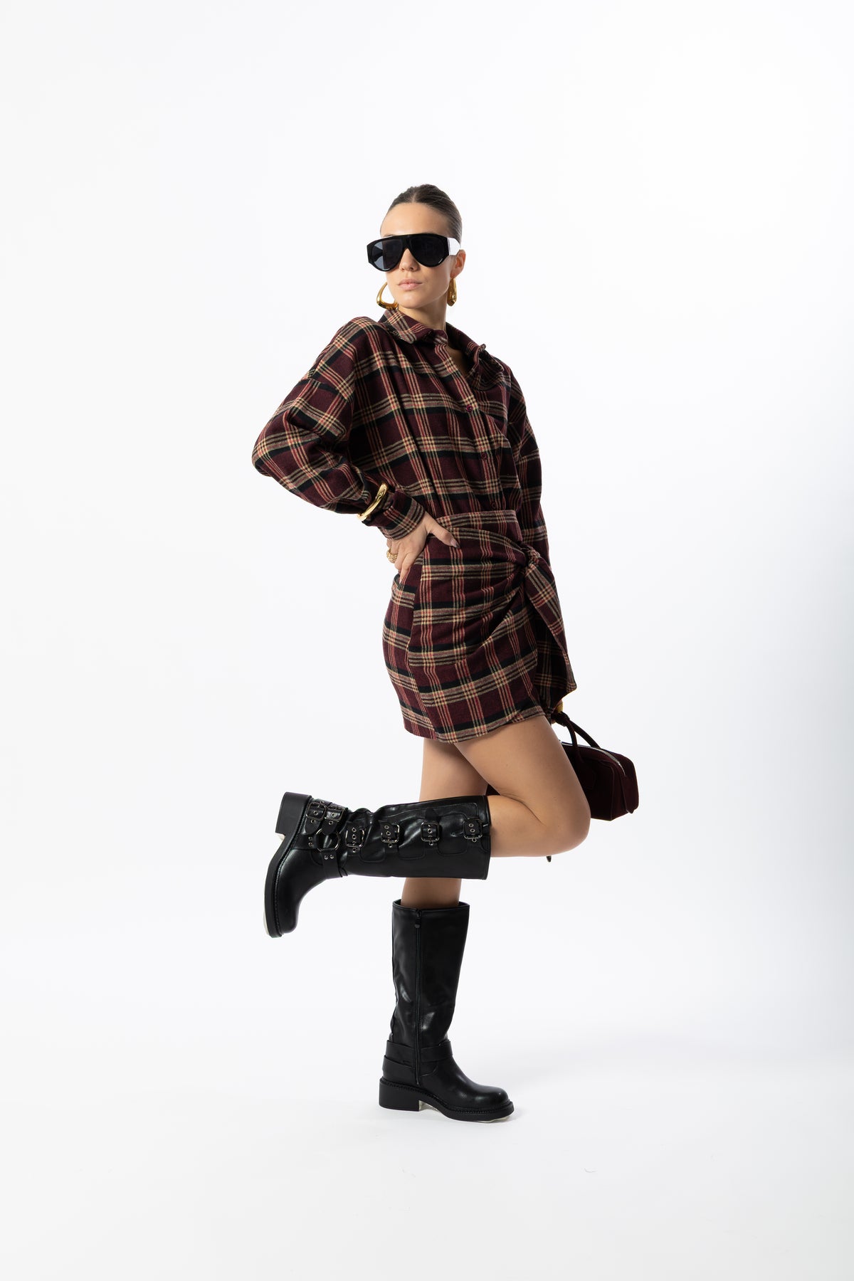 Camicia tartan bordeaux