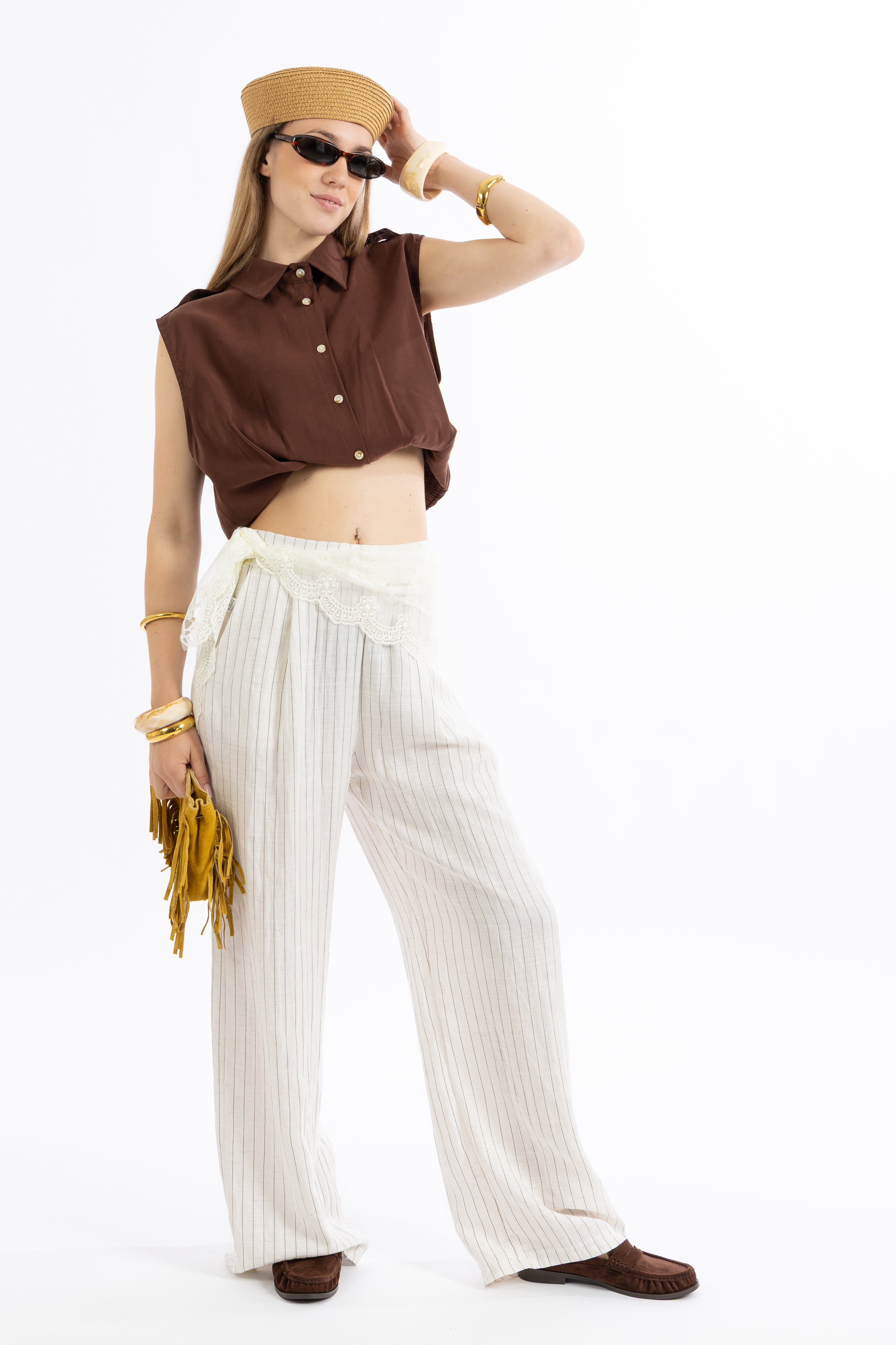 Top camicia biscotto