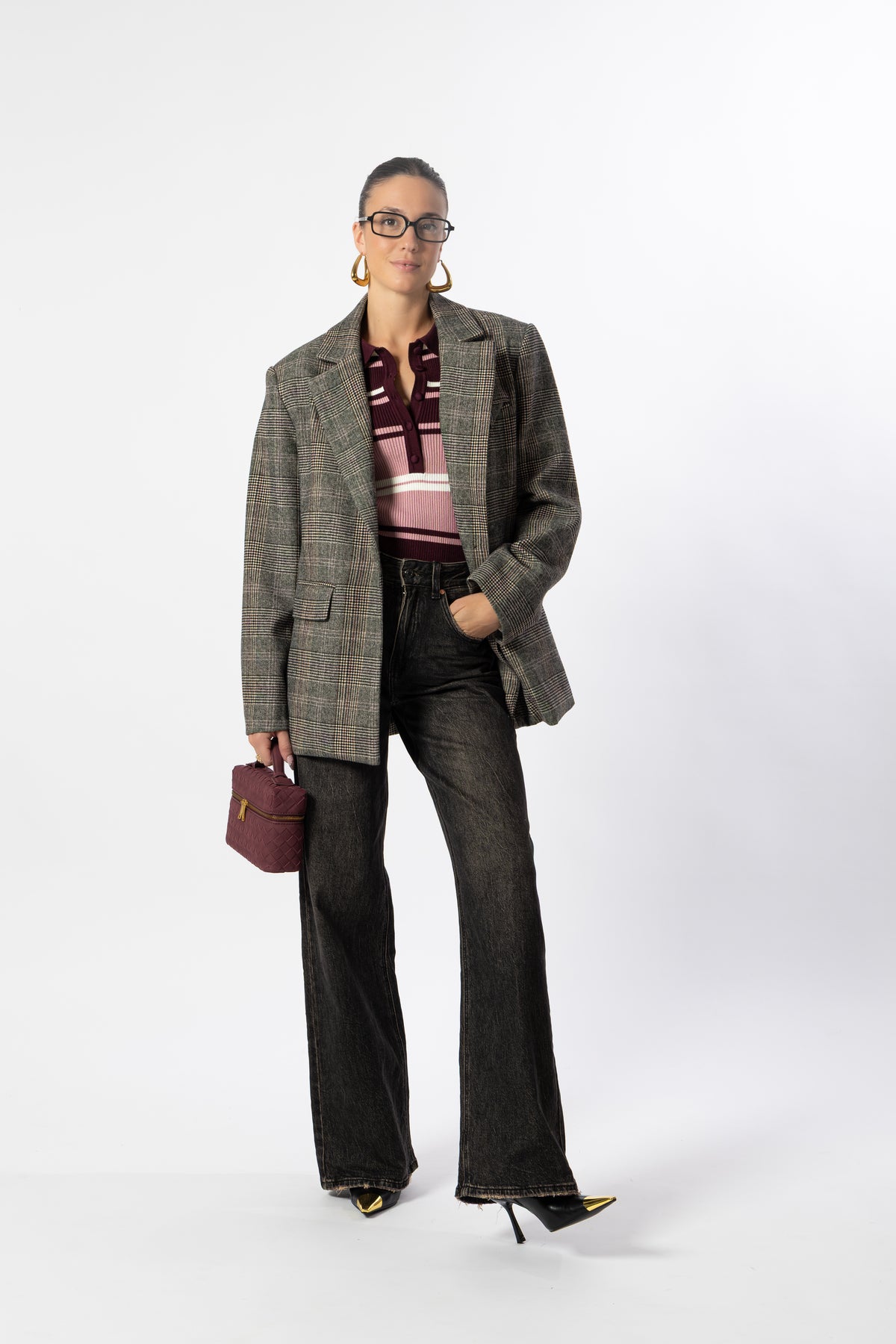 Blazer pied de poule grigio