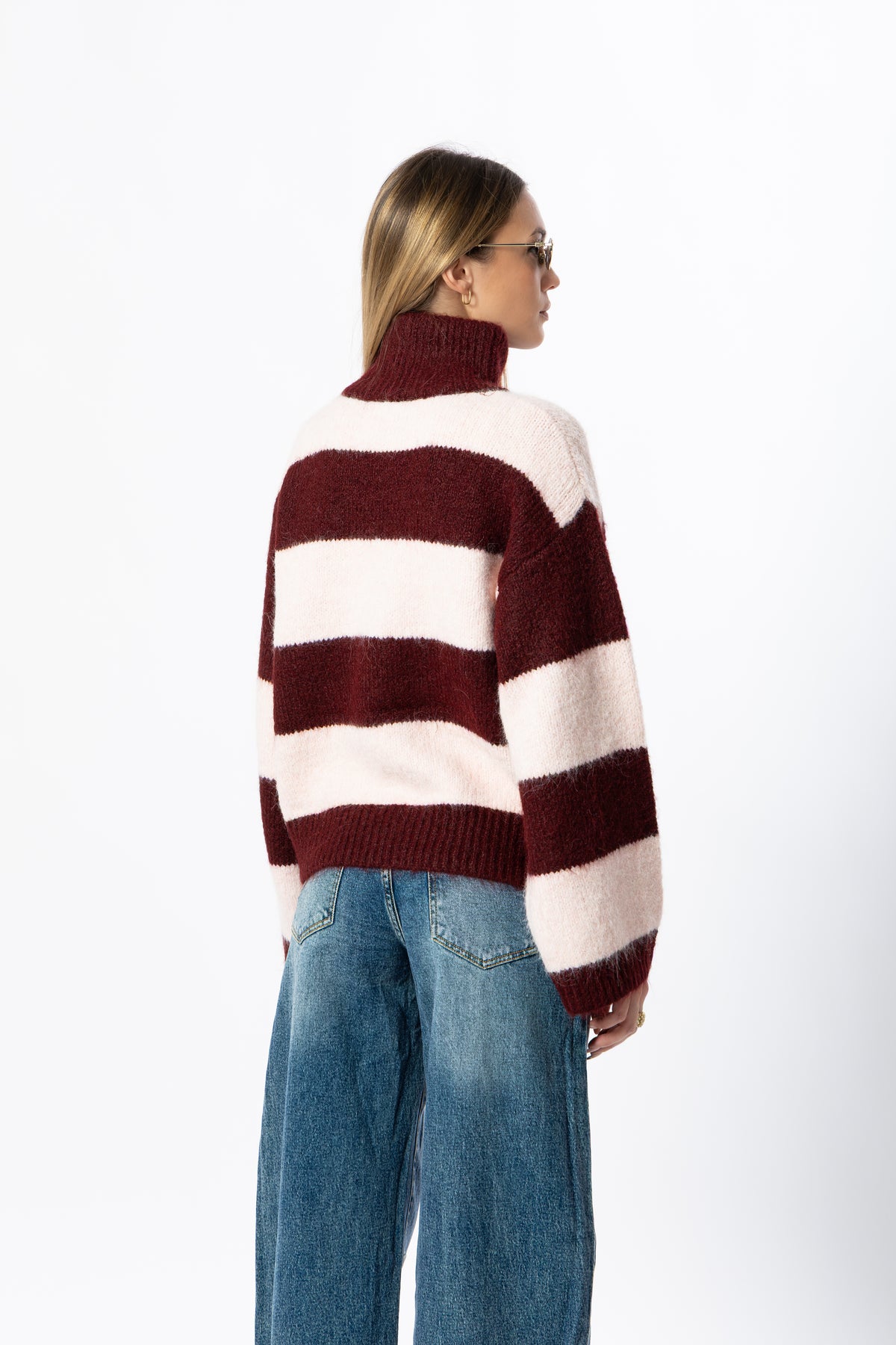 Maglione righe bordeaux
