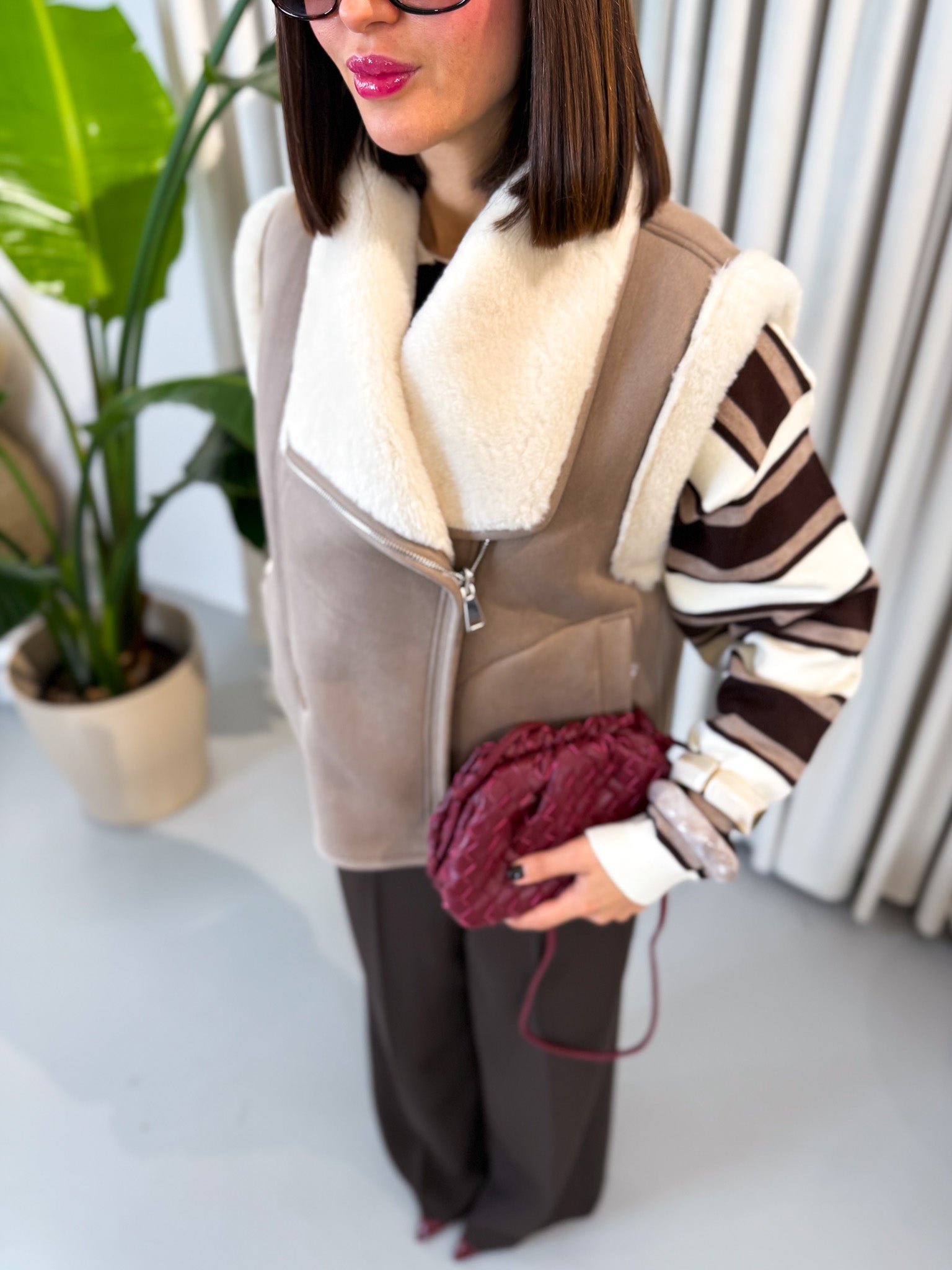 Gilet eco montone taupe