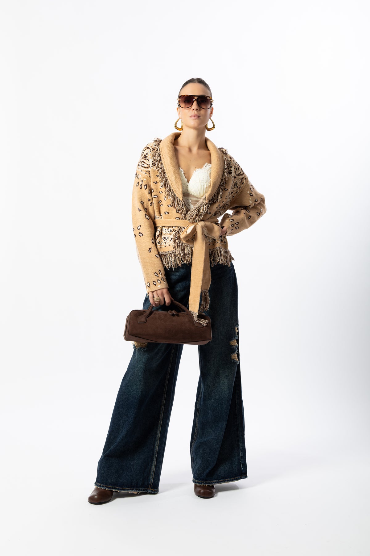 Cardigan bandana corto beige