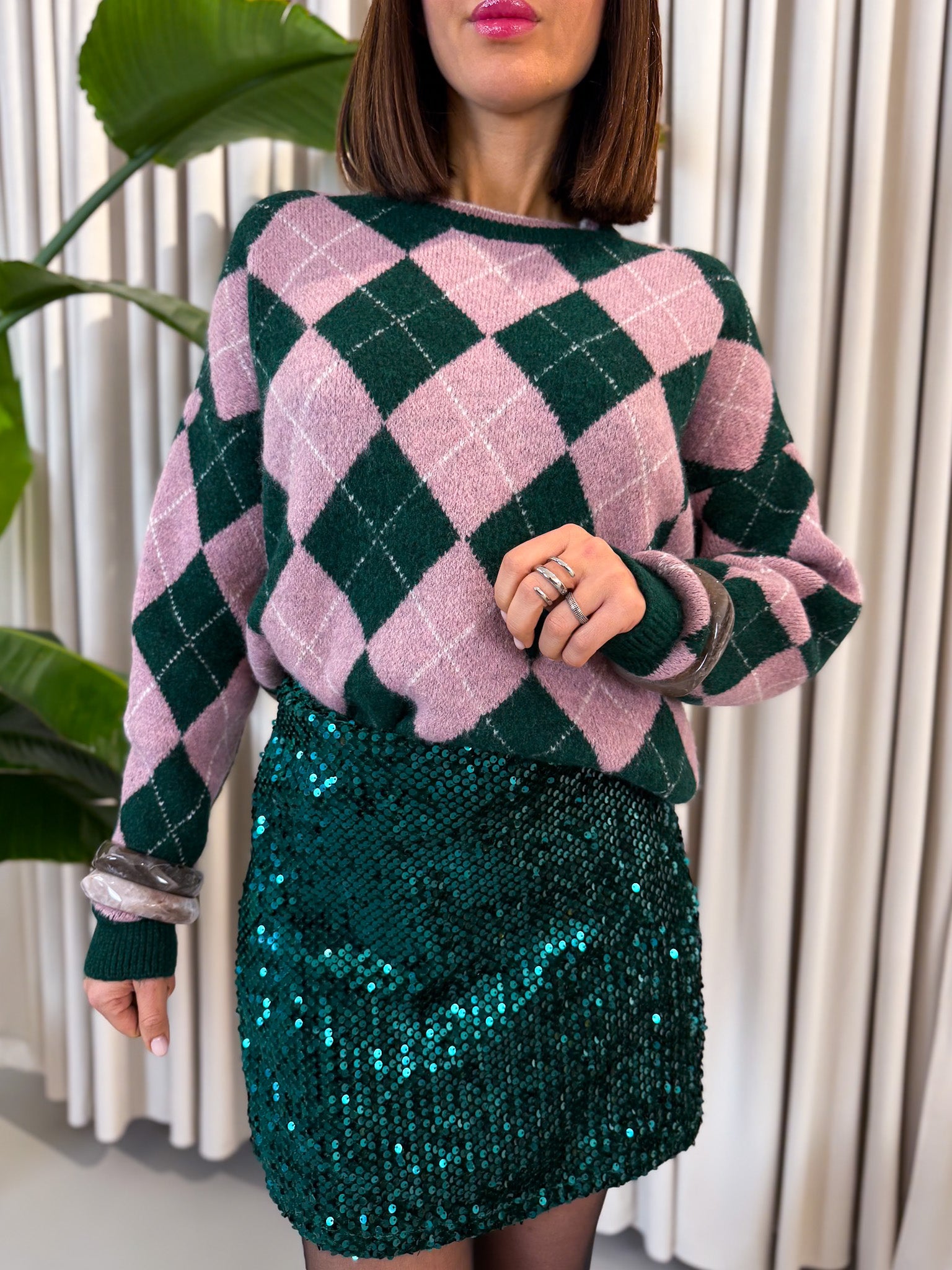 Minigonna paillettes verde