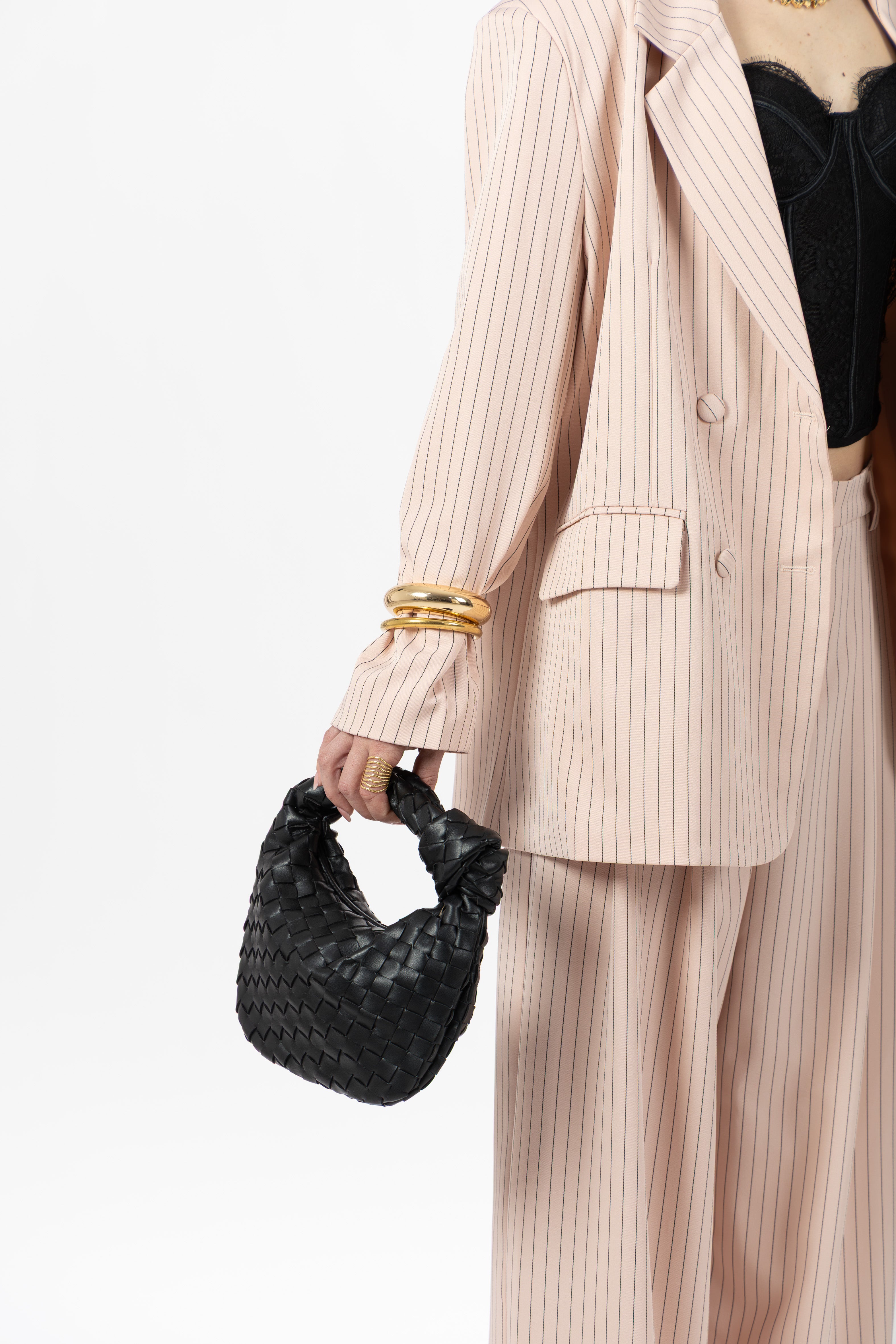 Blazer over gessato rosa