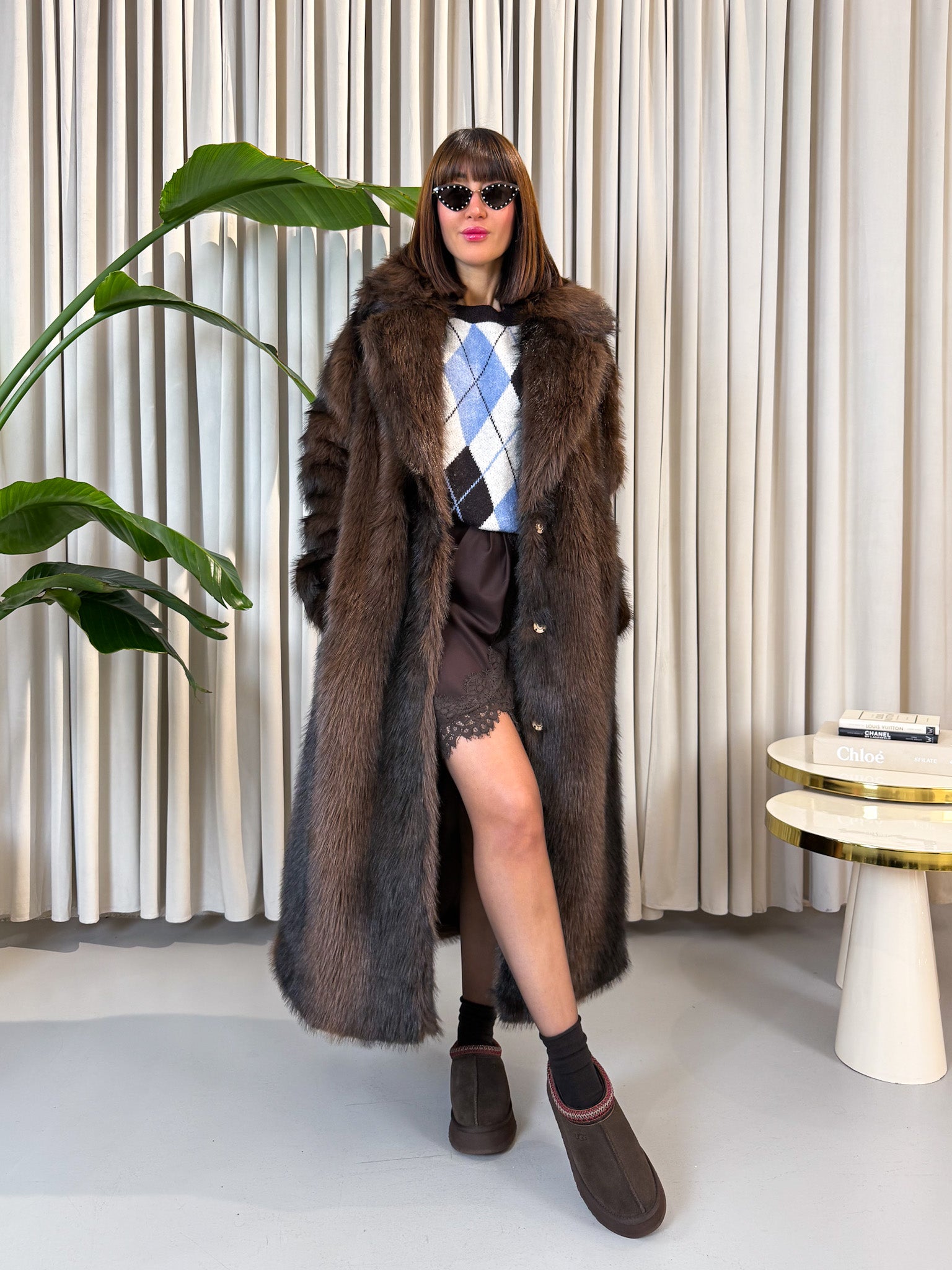 Eco-fur lunga cioccolato