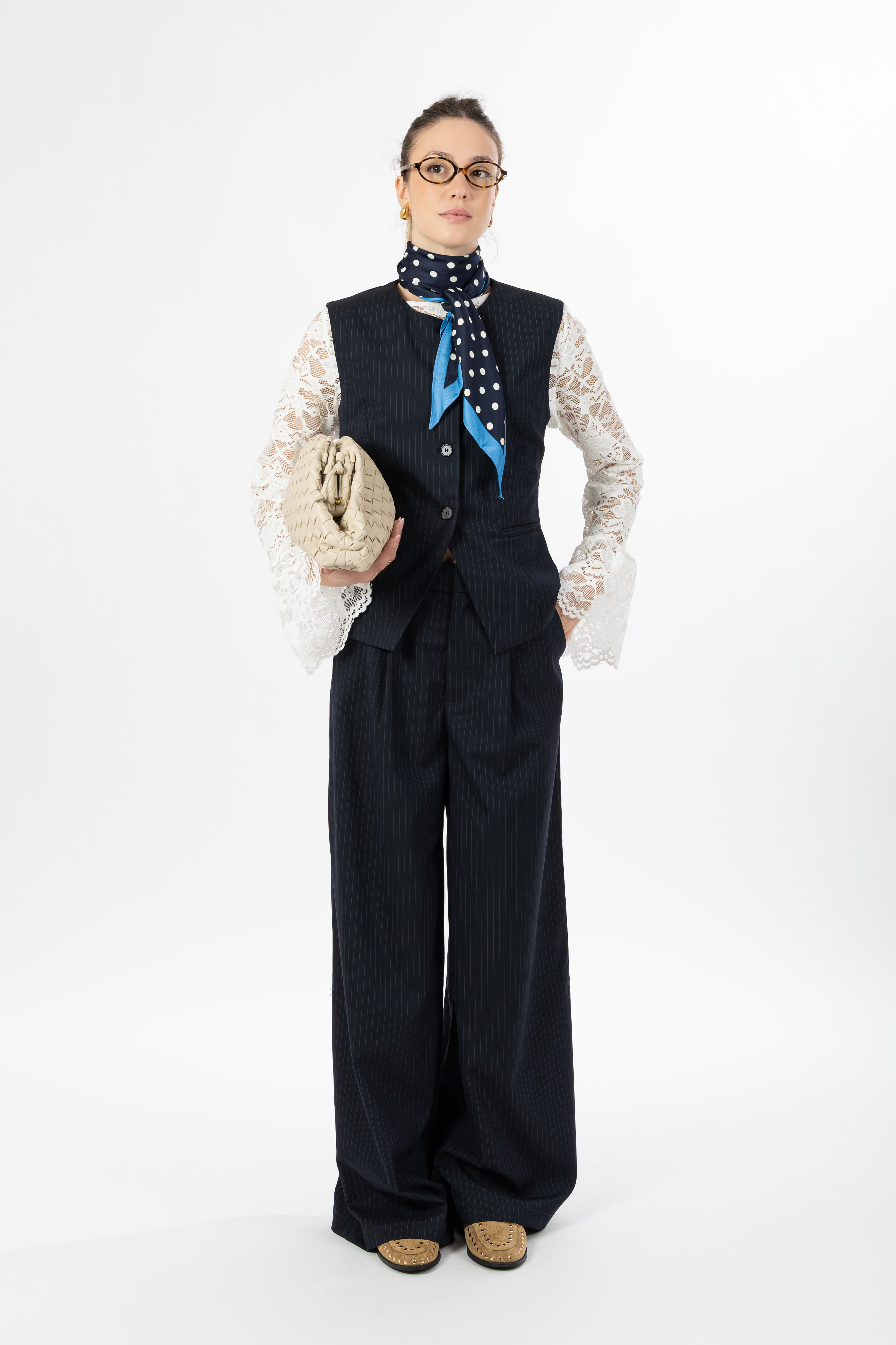 Pantalone gessato blu
