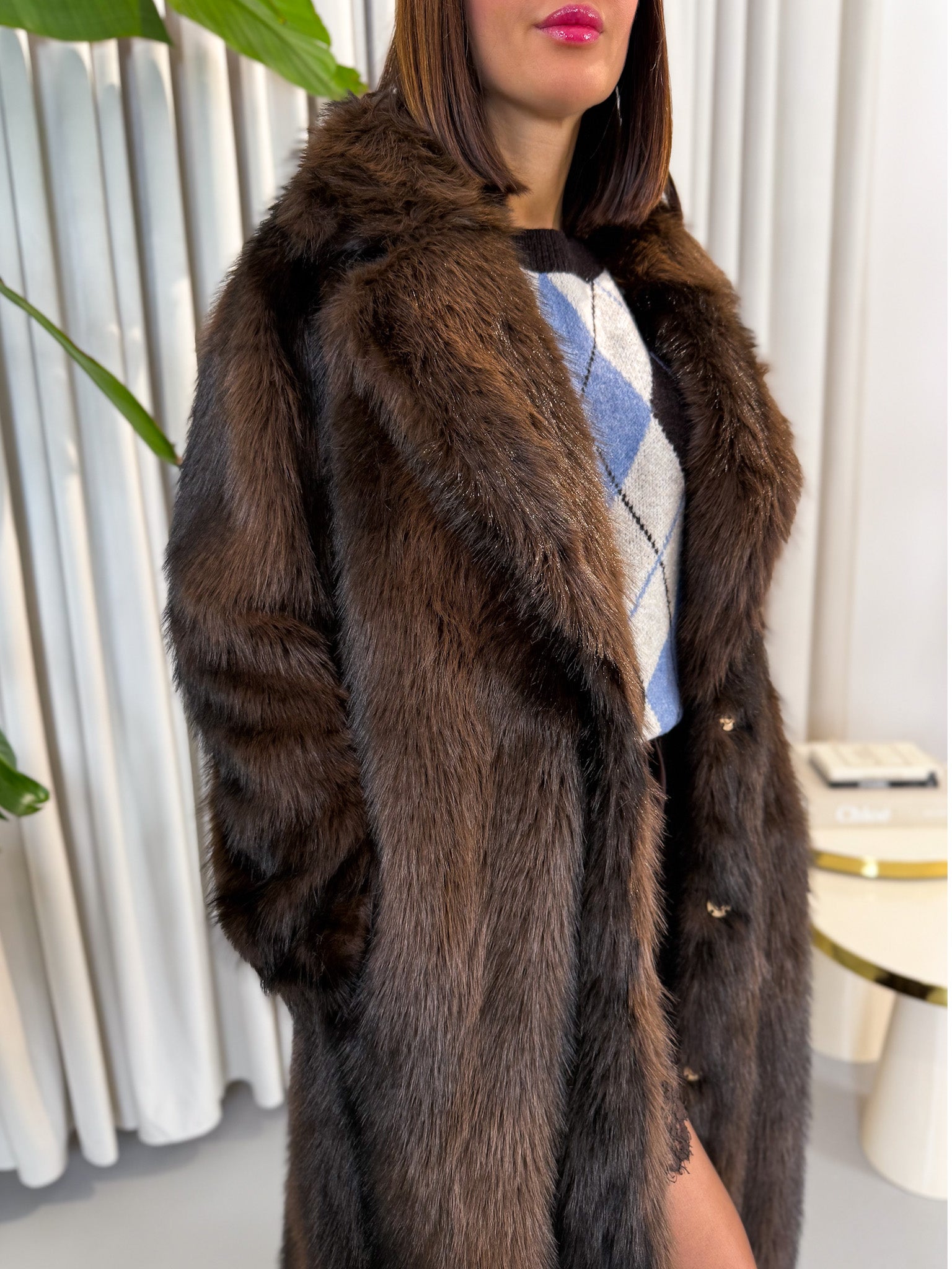 Eco-fur lunga cioccolato