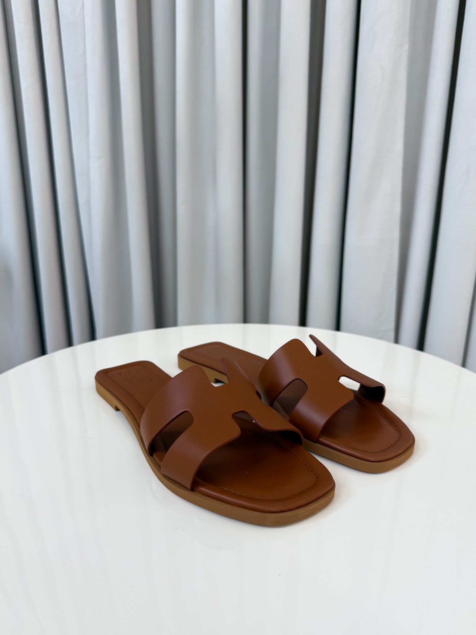 Ciabattina in pelle color cuoio