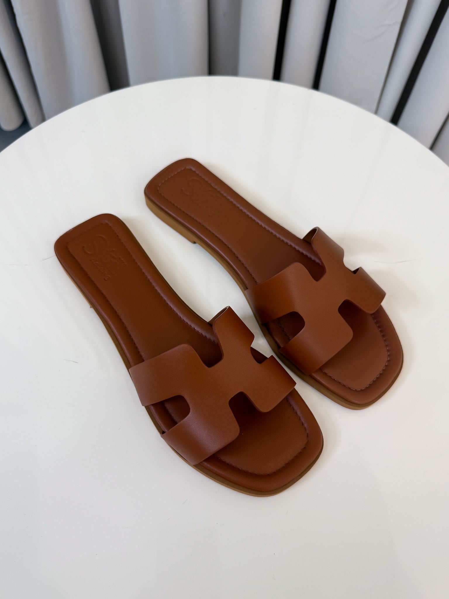 Ciabattina in pelle color cuoio