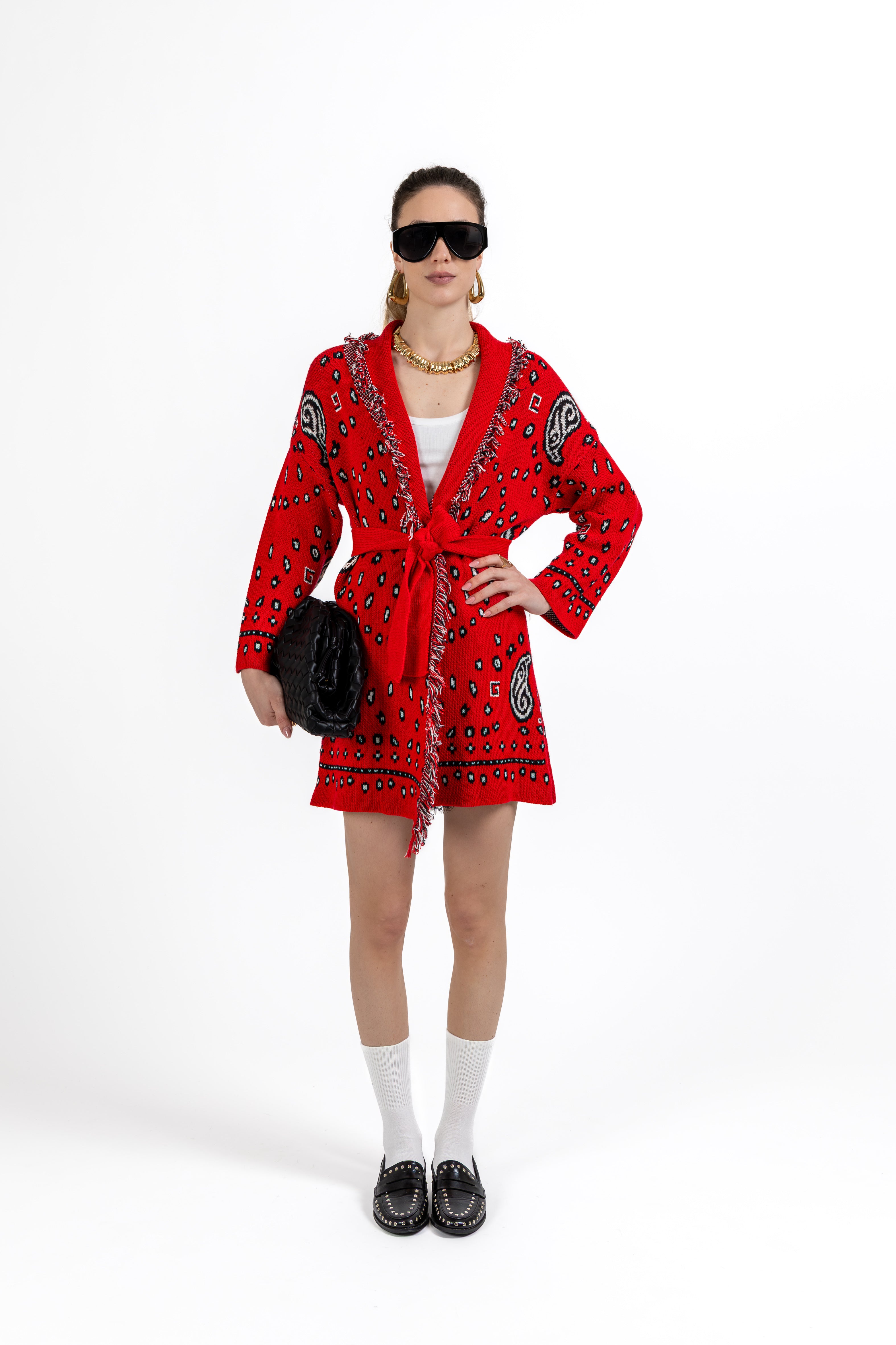 Cardigan etnico rosso