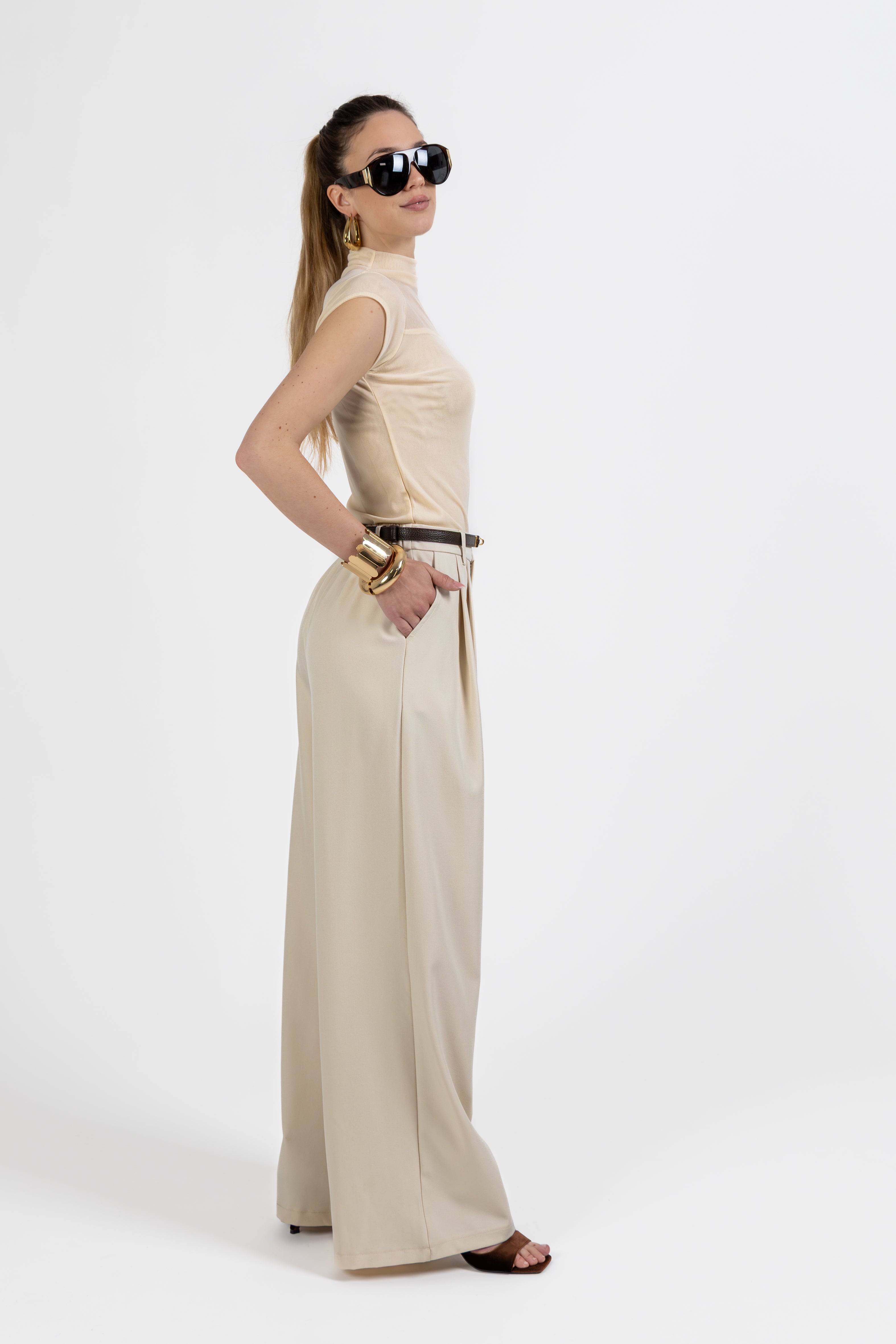 Pantalone sartoriale panna