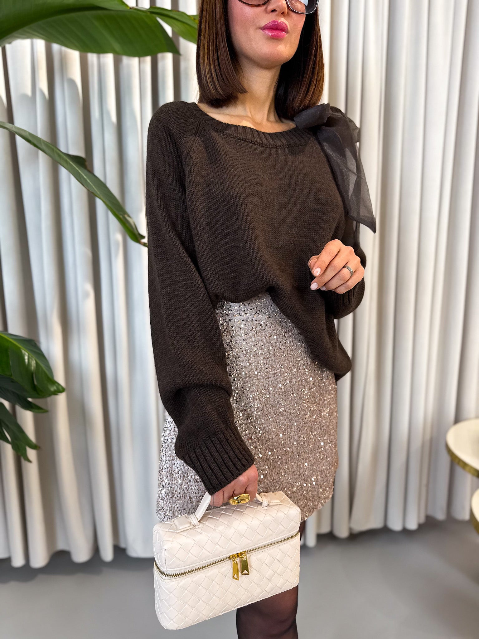 Minigonna paillettes rose gold