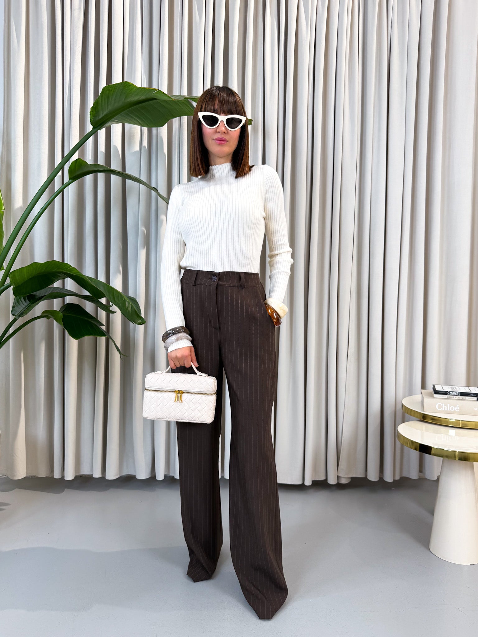 Coordinato gessato cioccolato