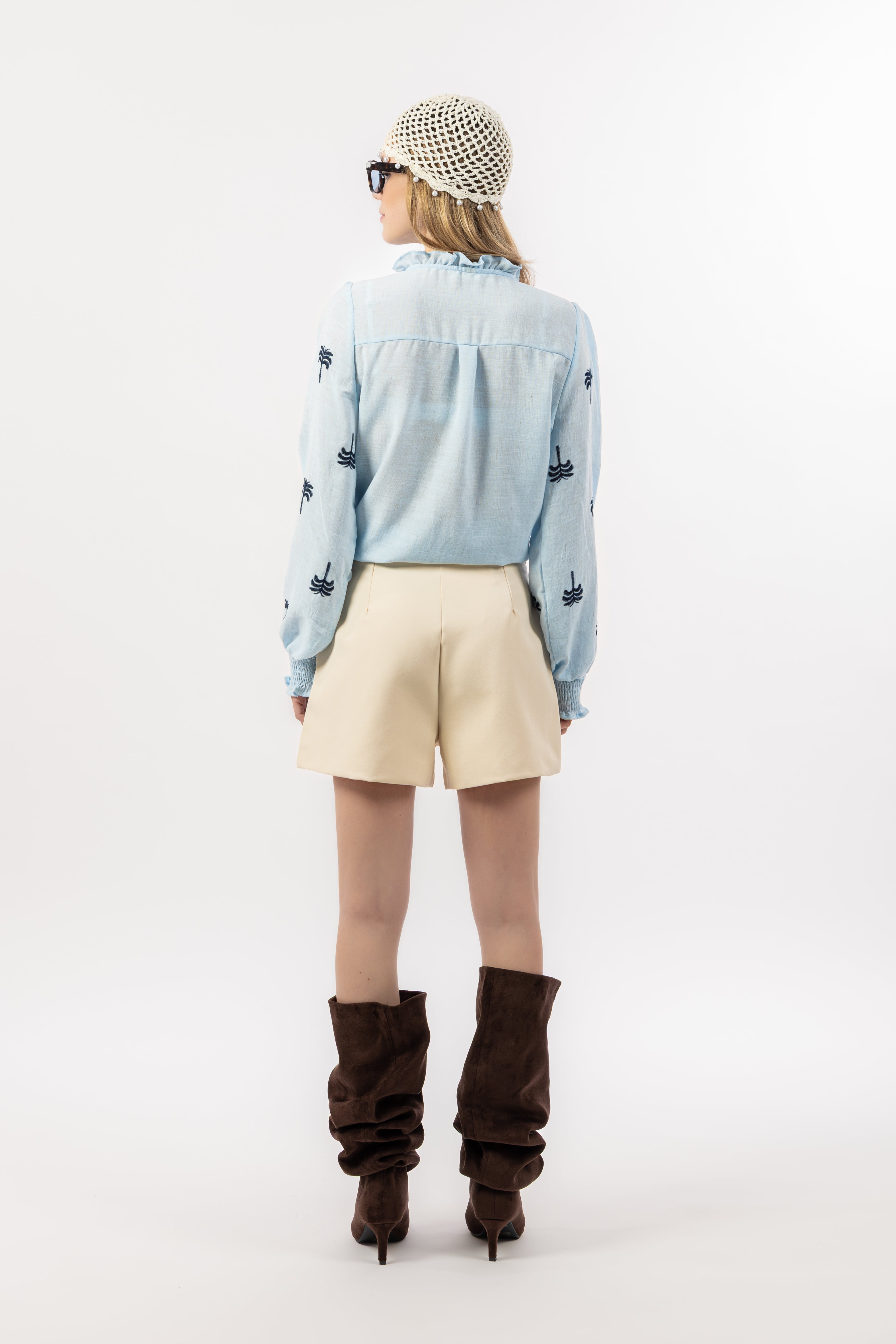 Blusa palme azzurra