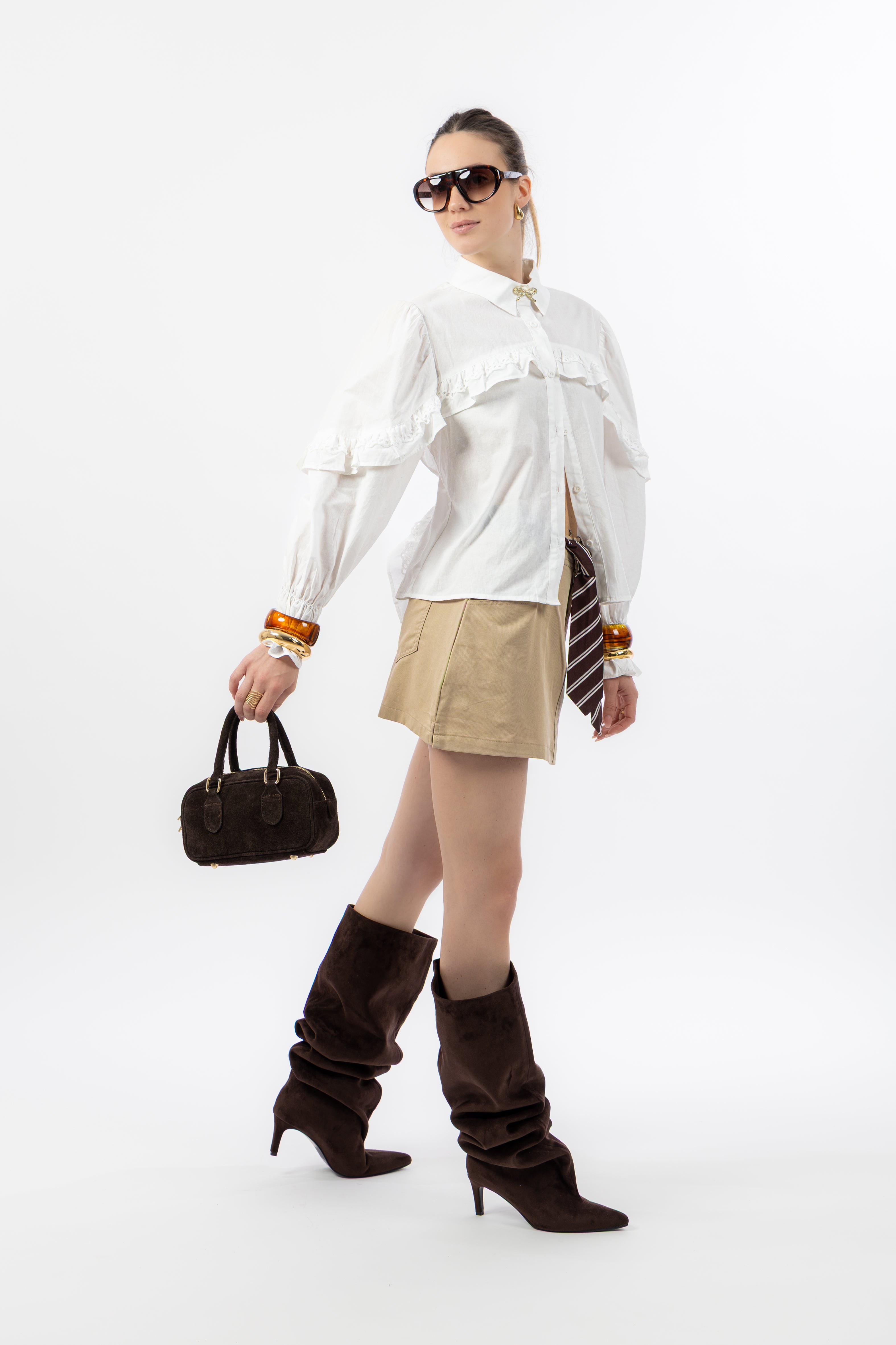 Camicia bianca rouches