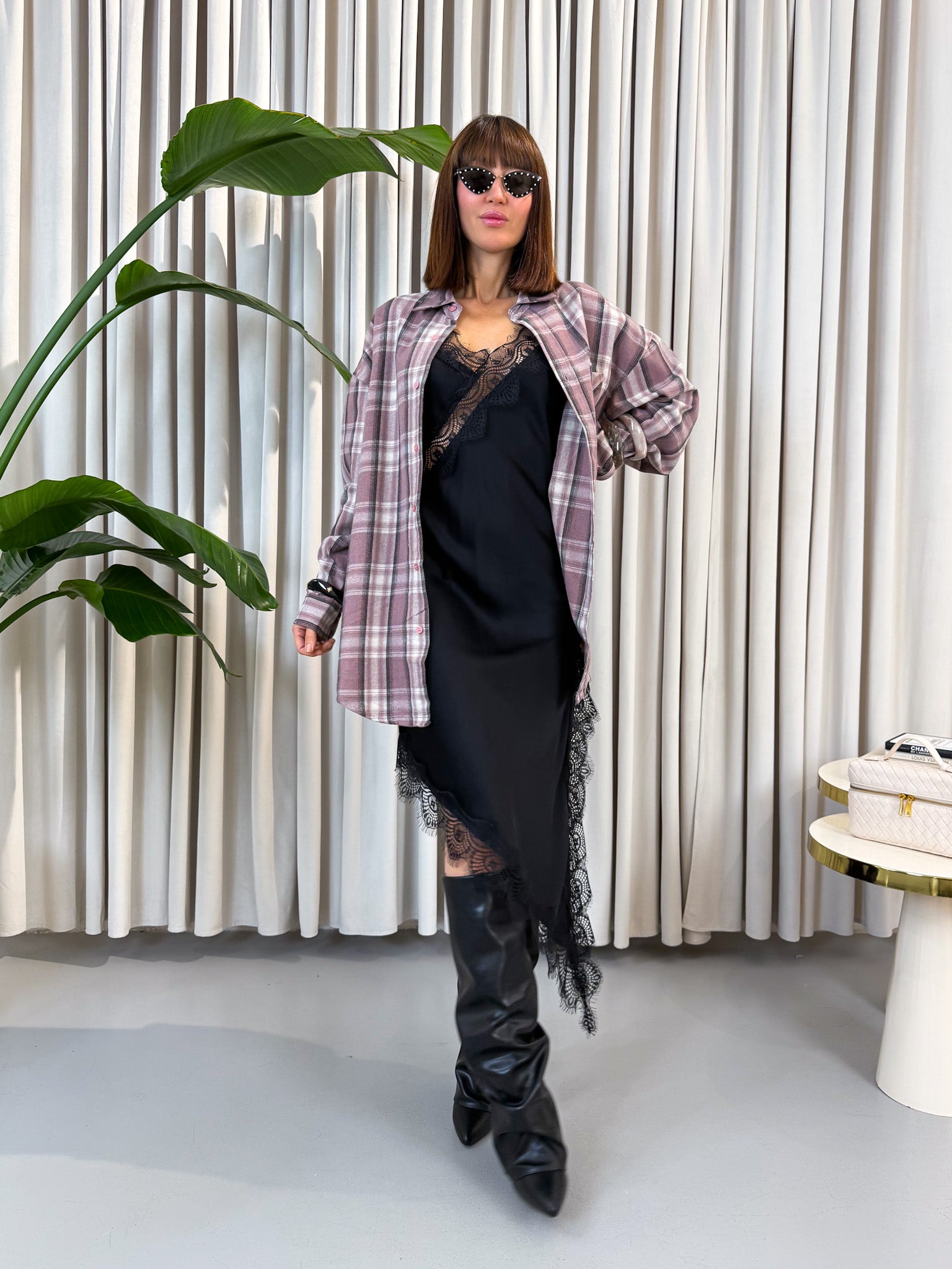 Camicia a quadri rosa