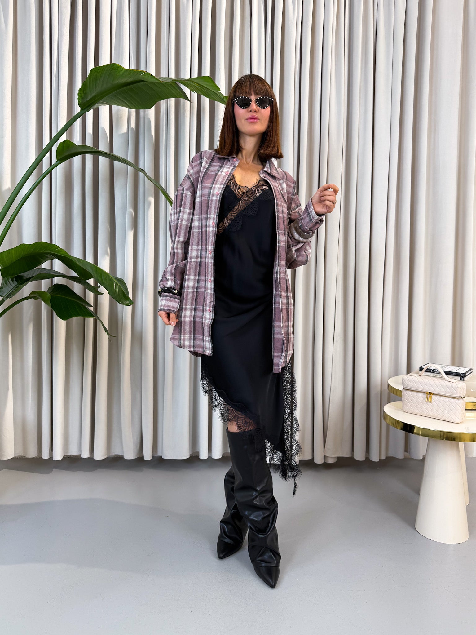 Camicia a quadri rosa