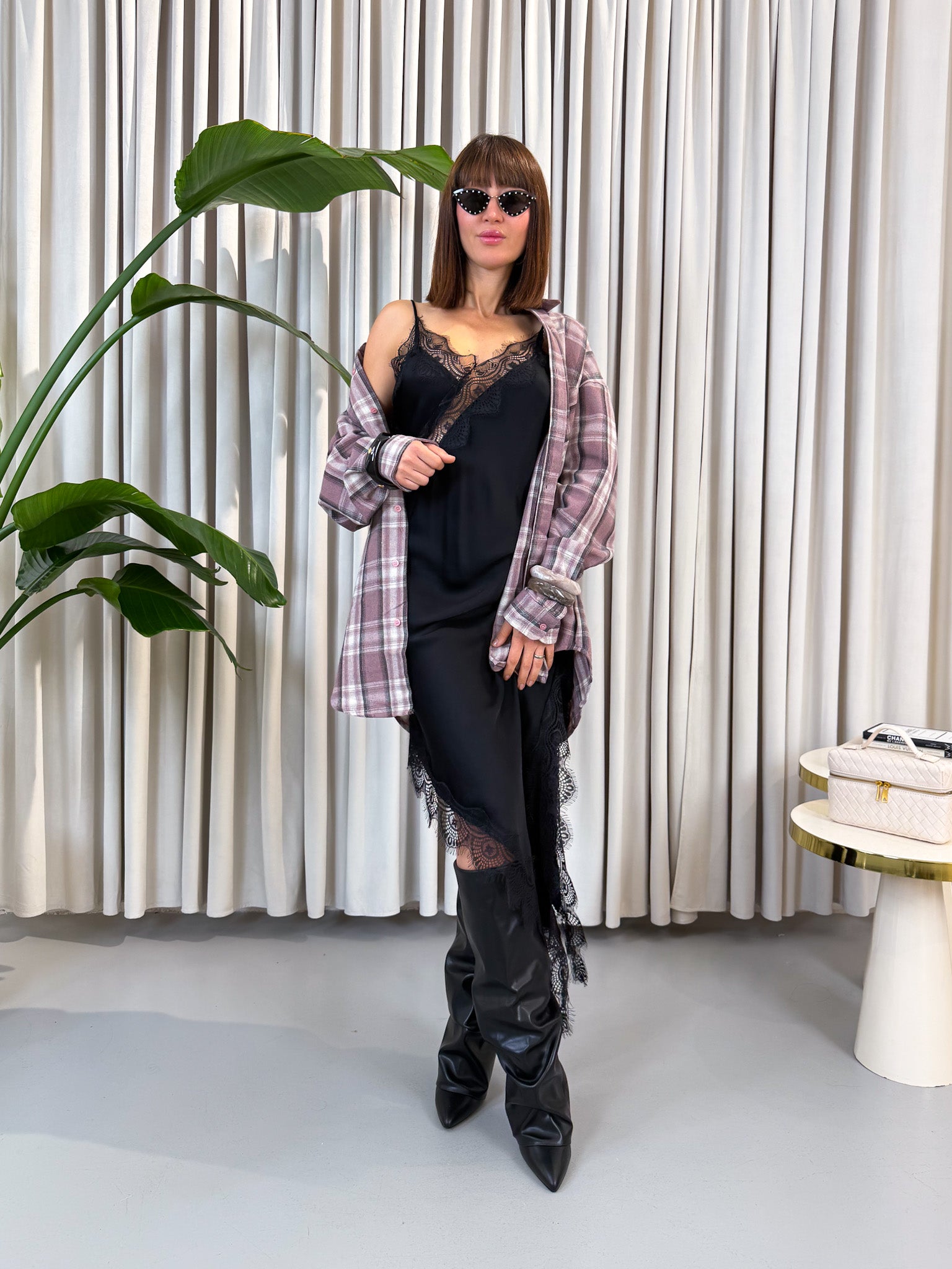 Camicia a quadri rosa