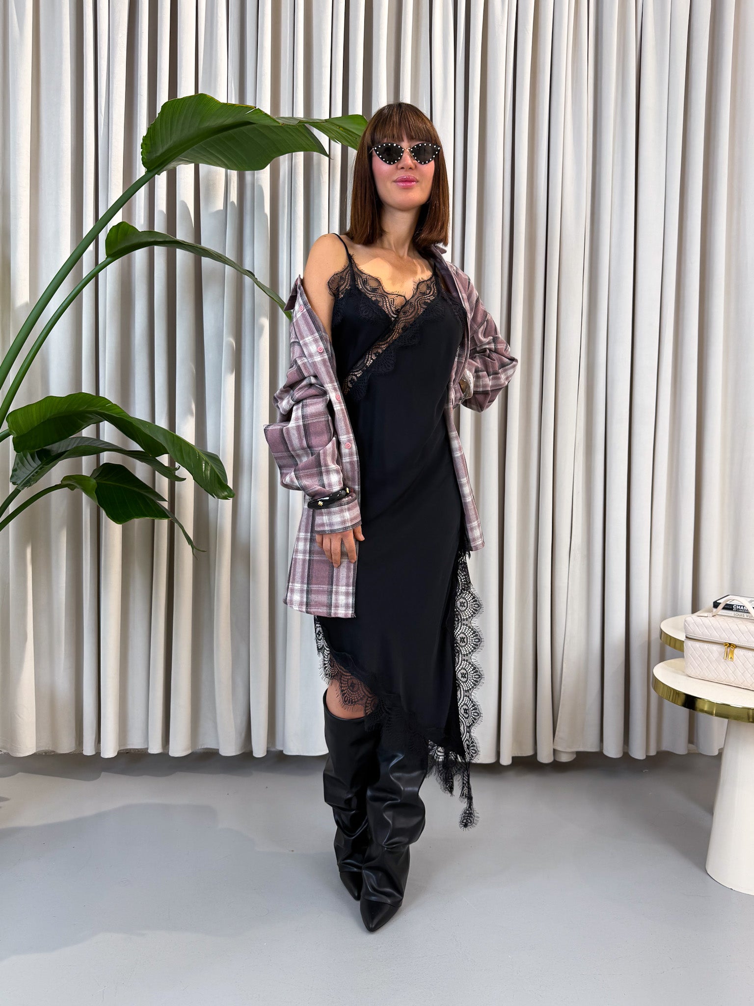 Camicia a quadri rosa