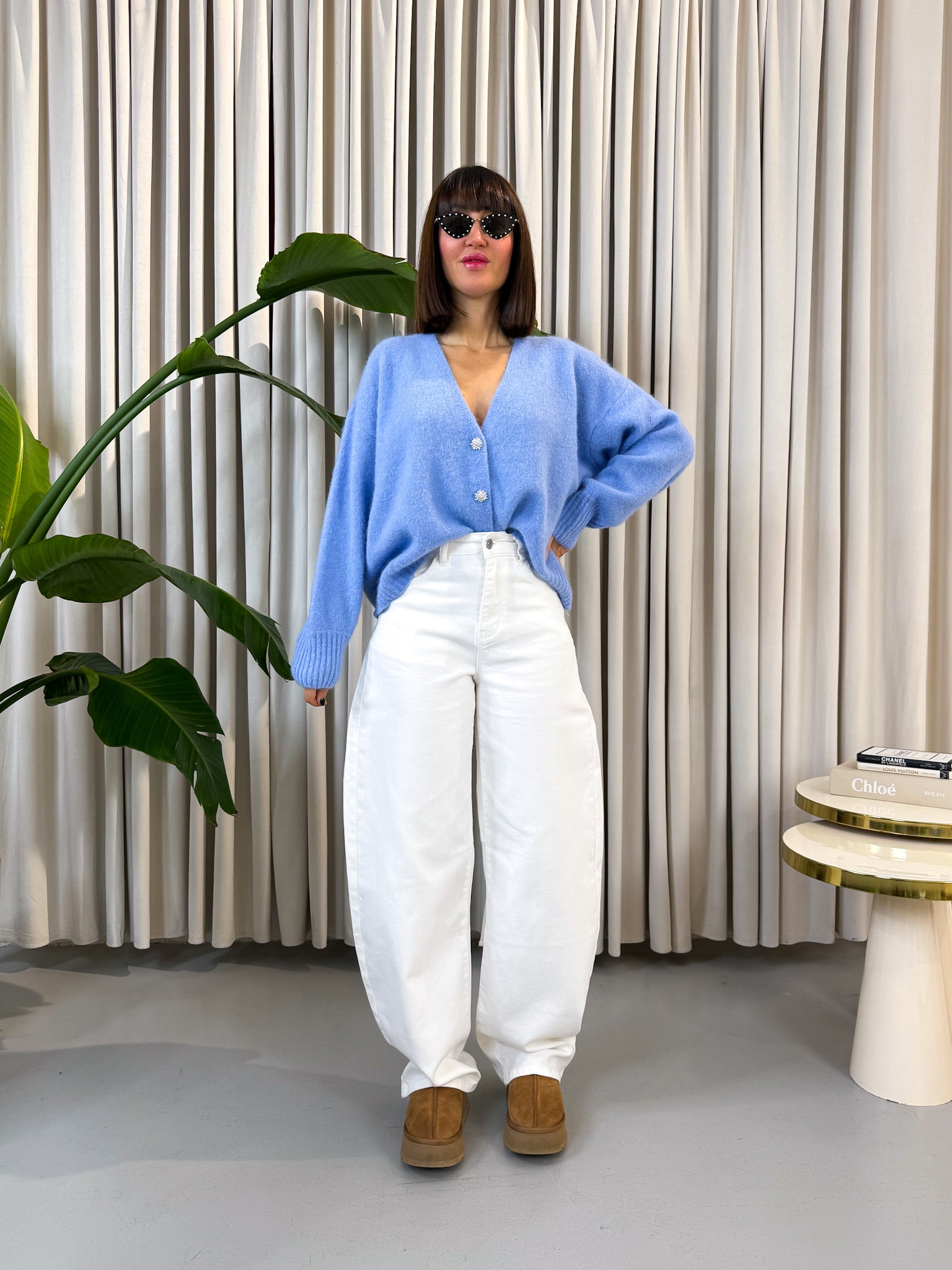 Cardigan alpaca azzurro