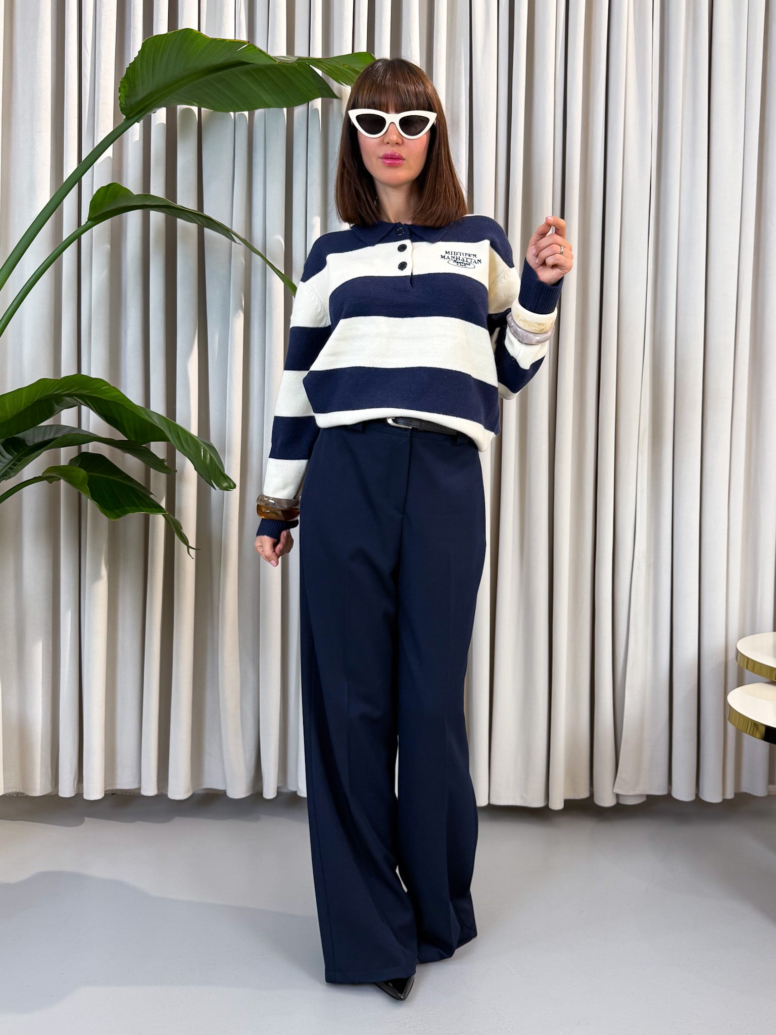 Pantalone a palazzo blu