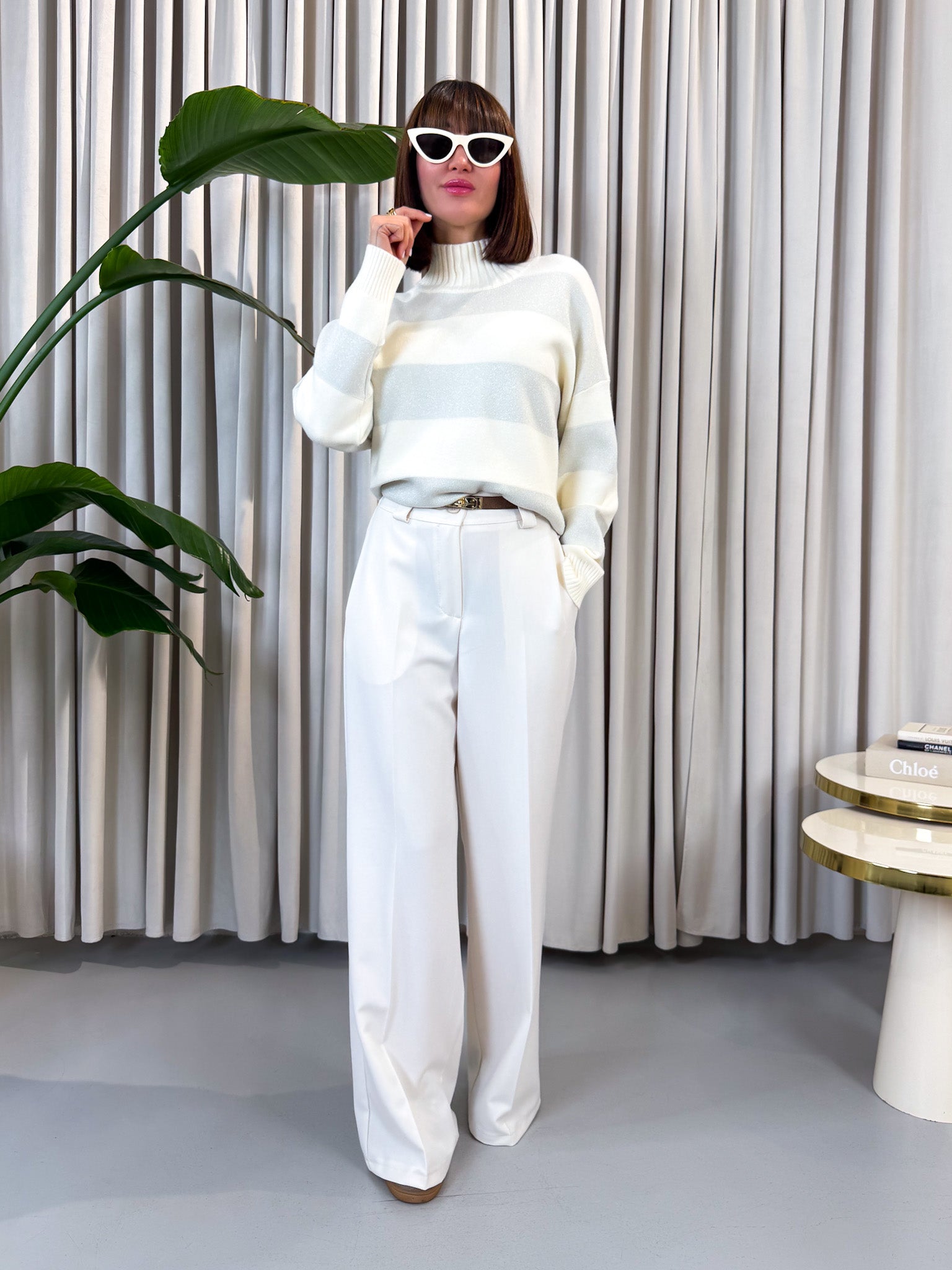 Lupetto over a righe silver