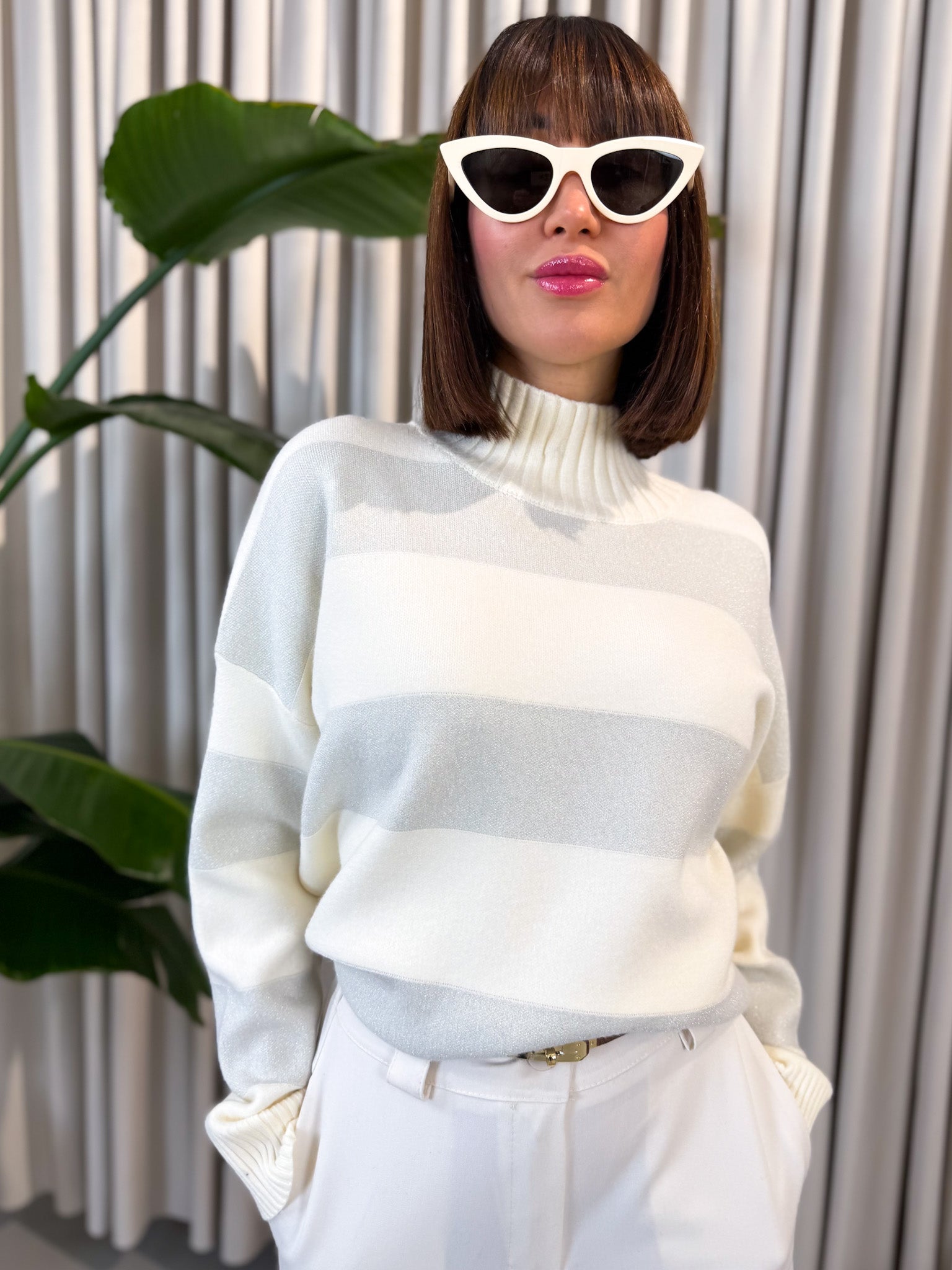 Lupetto over a righe silver