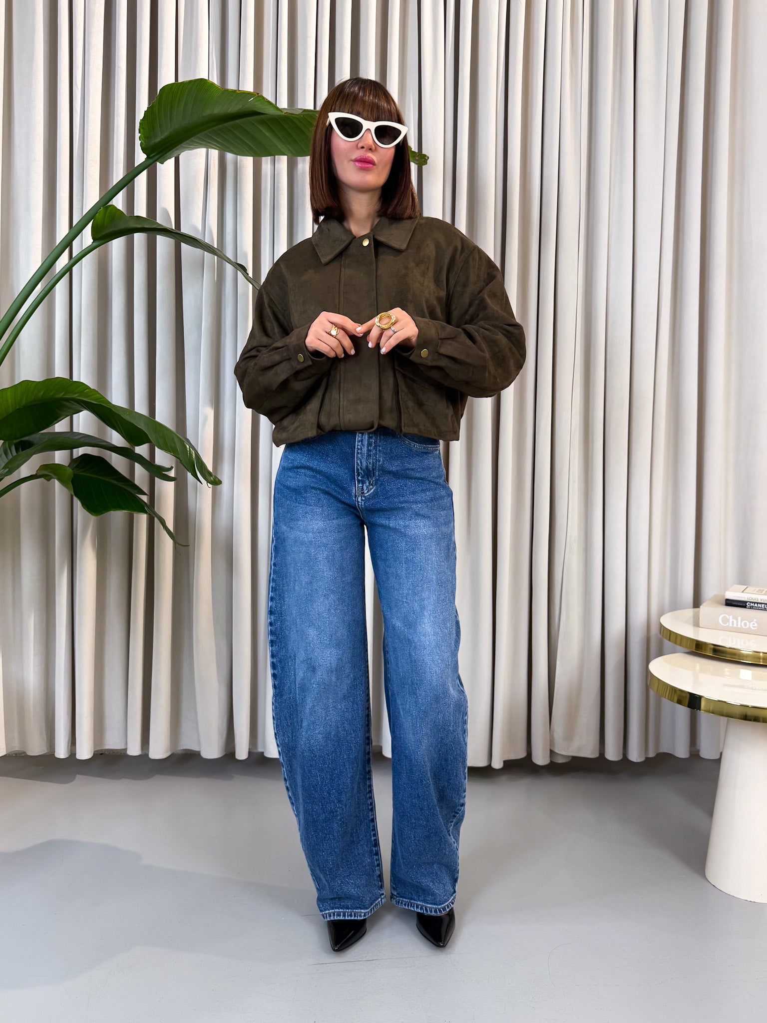 Bomber in eco suede verde militare