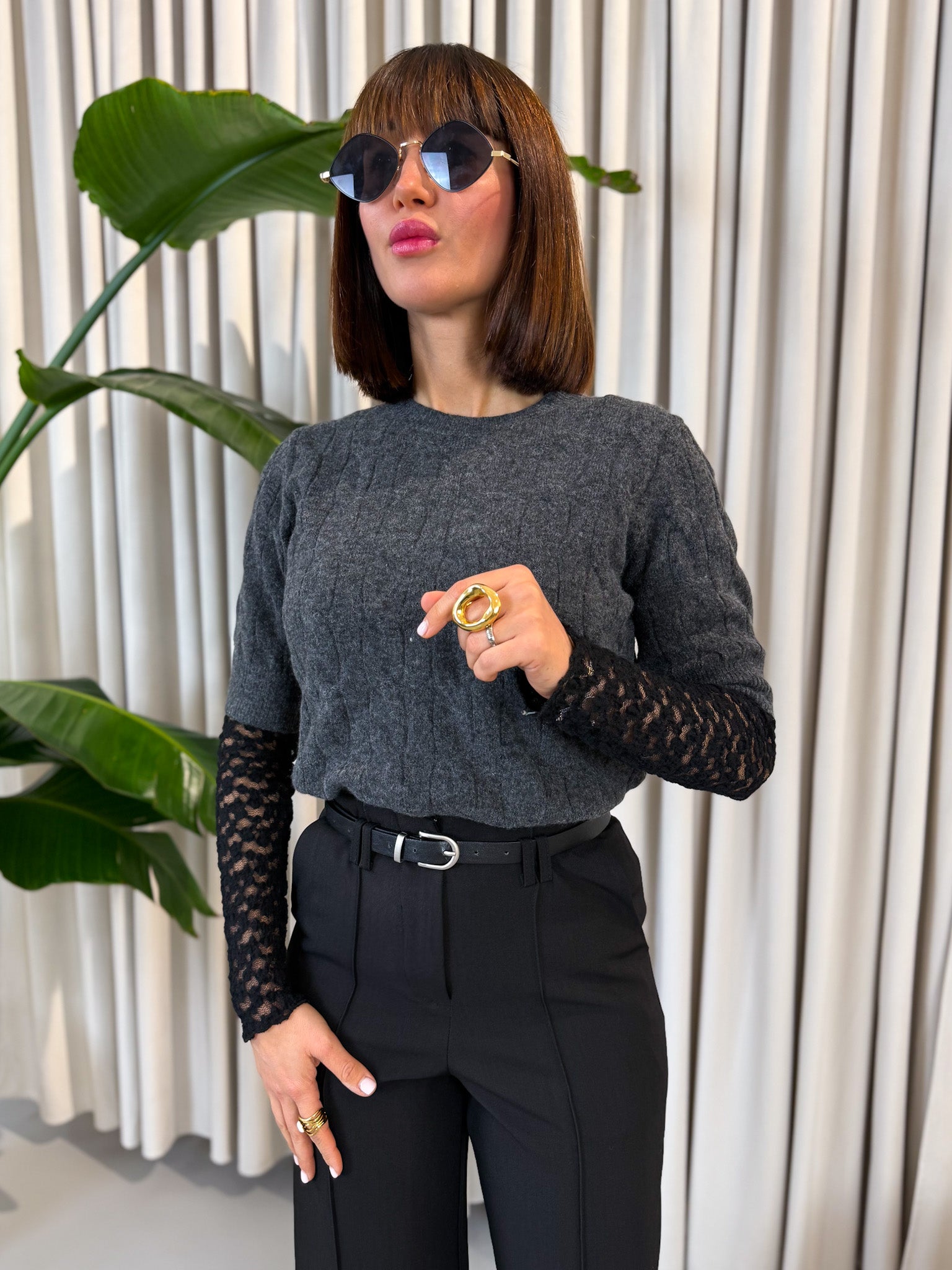 Pullover manica corta antracite