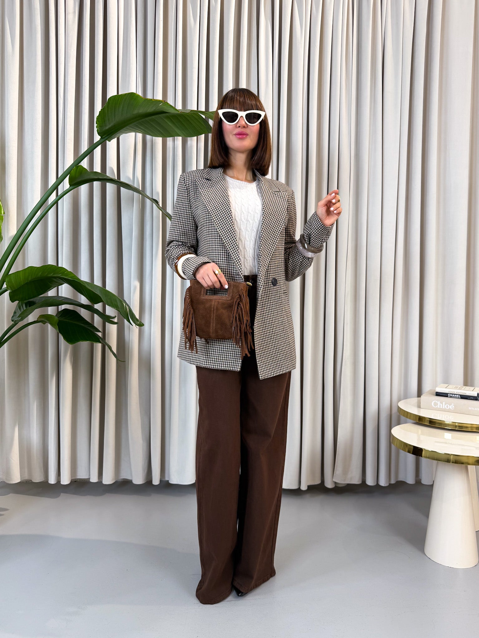 Blazer pied de poule marrone