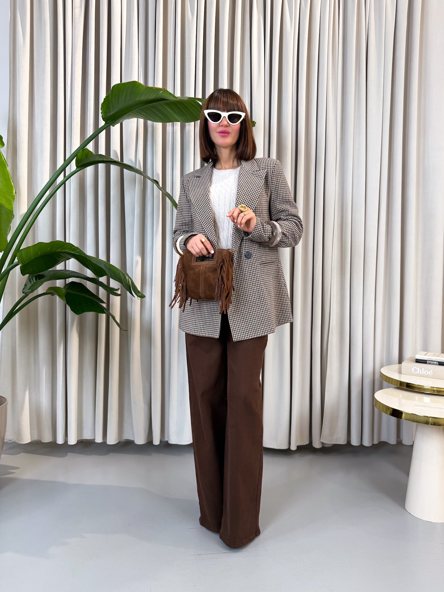 Blazer pied de poule marrone