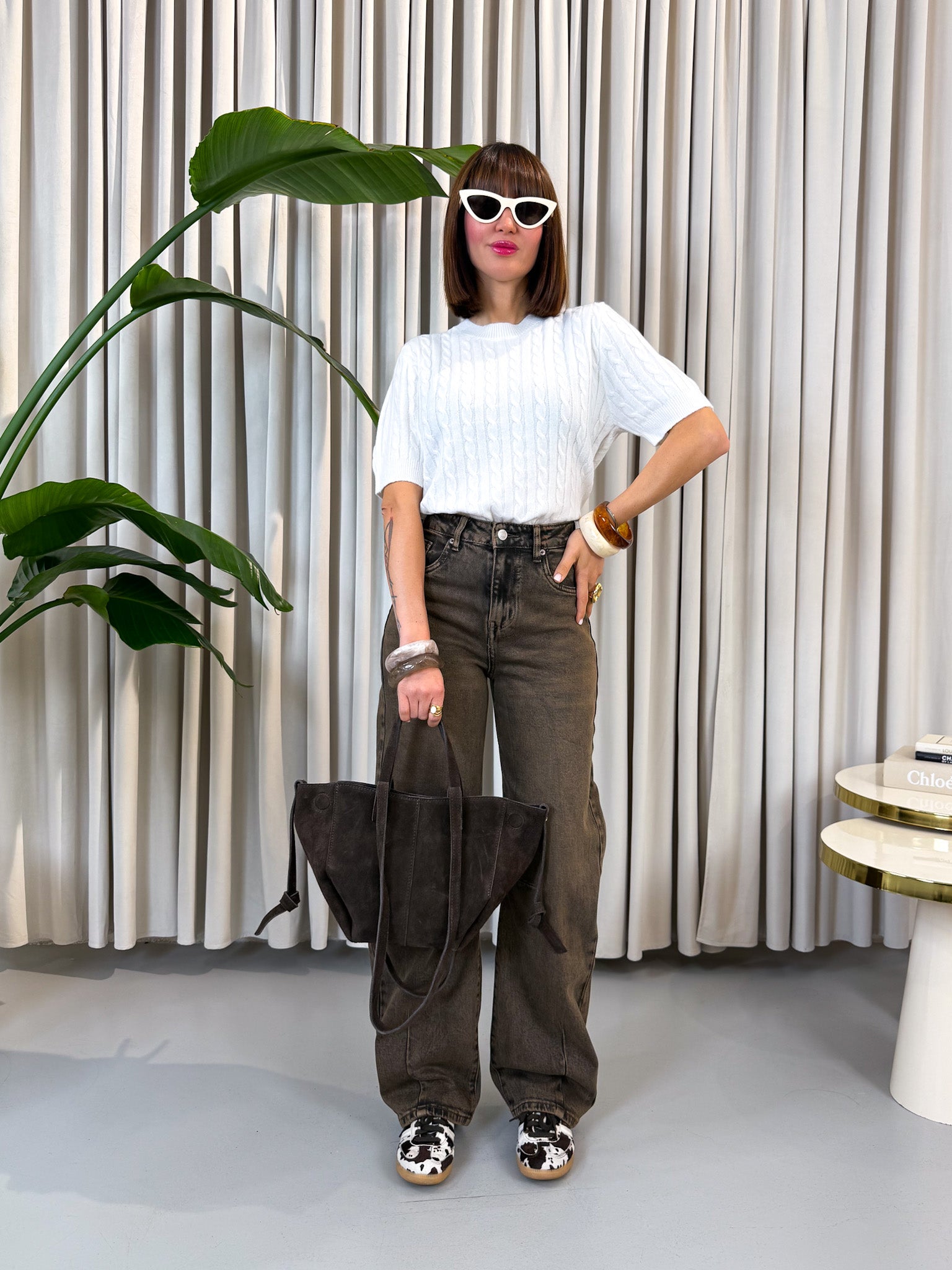 Pullover manica corta bianco