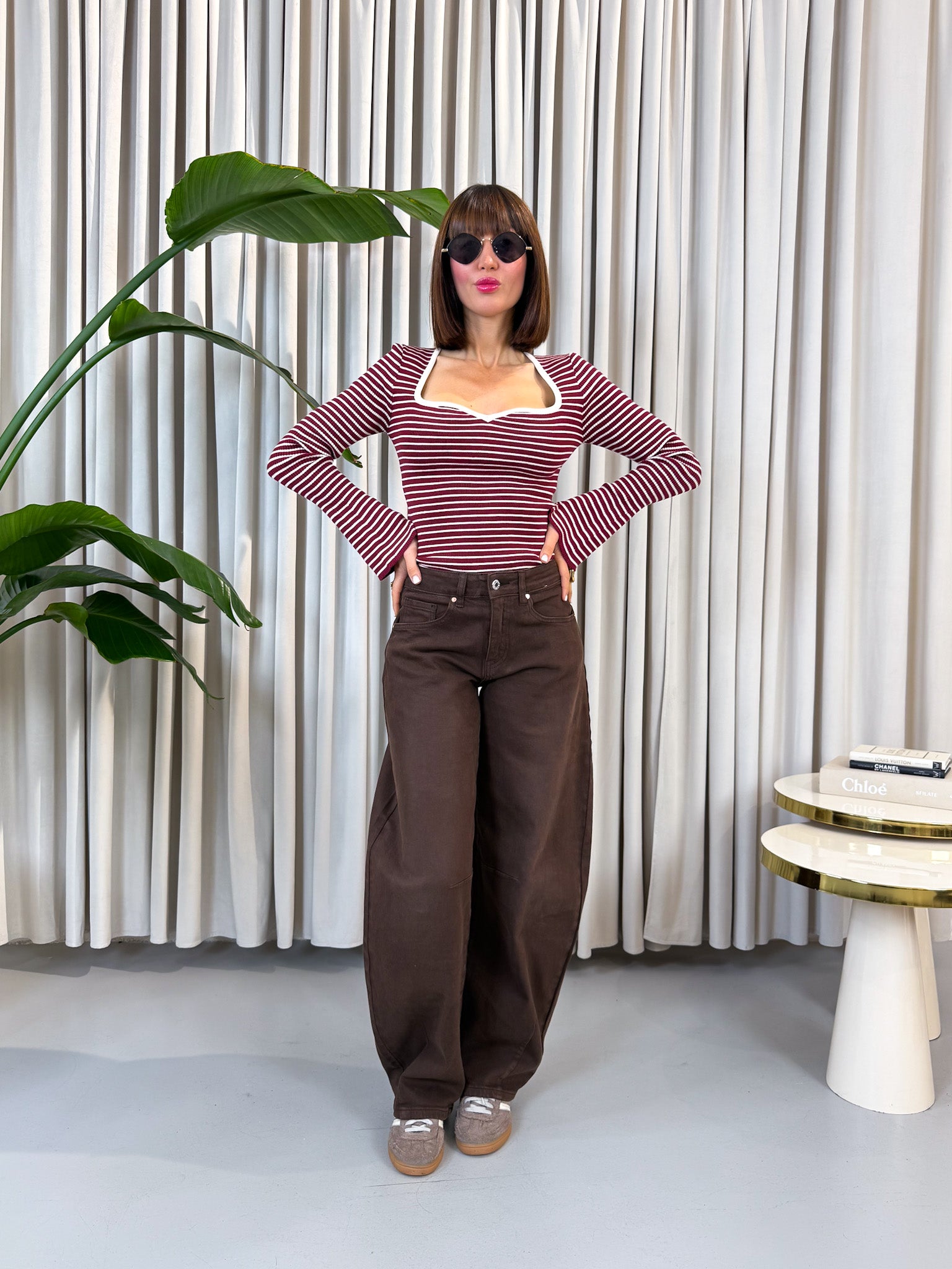 Jeans barrel marrone